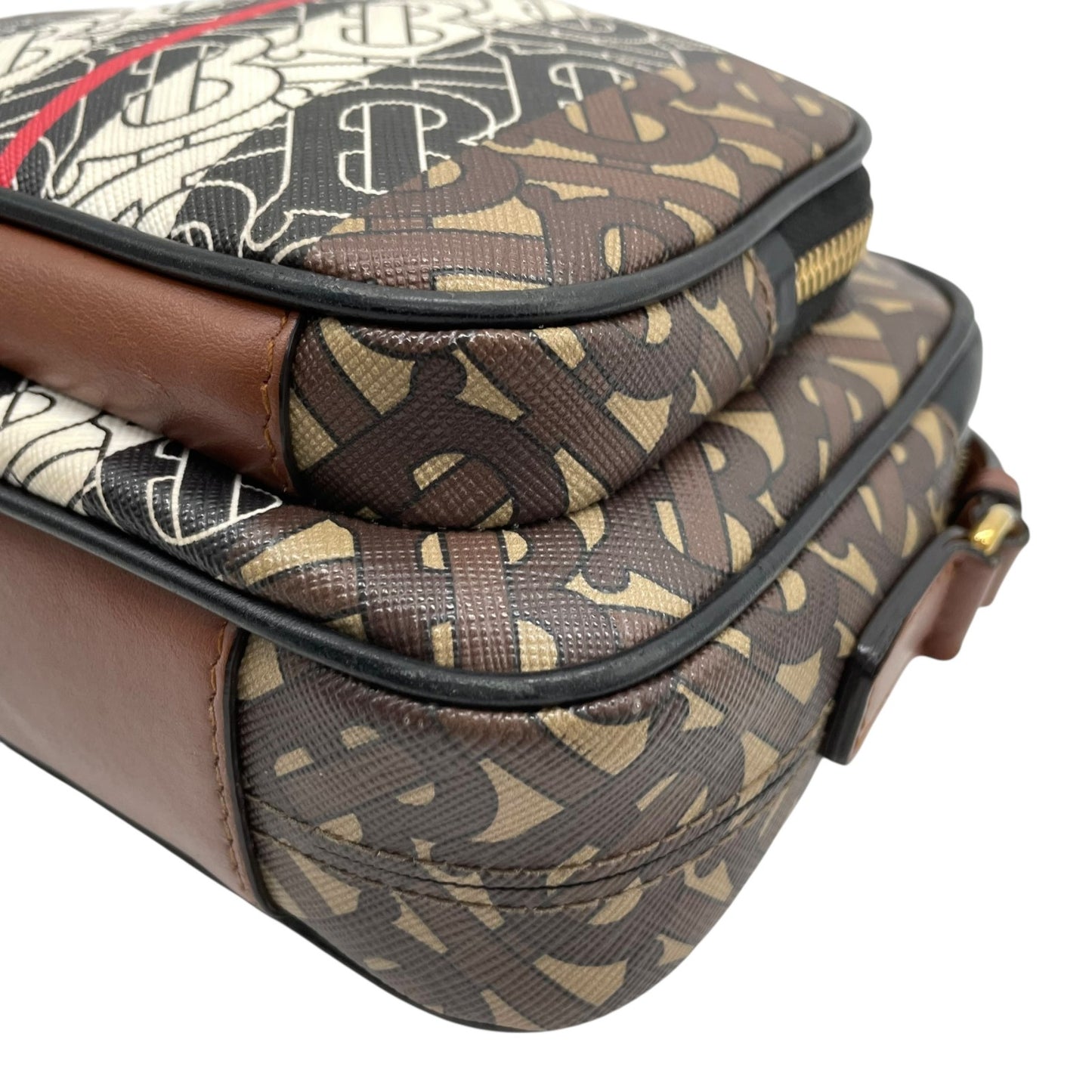 Authentic BURBERRY Monogram Stripe PVC Leather Shoulder Bag Brown Multi