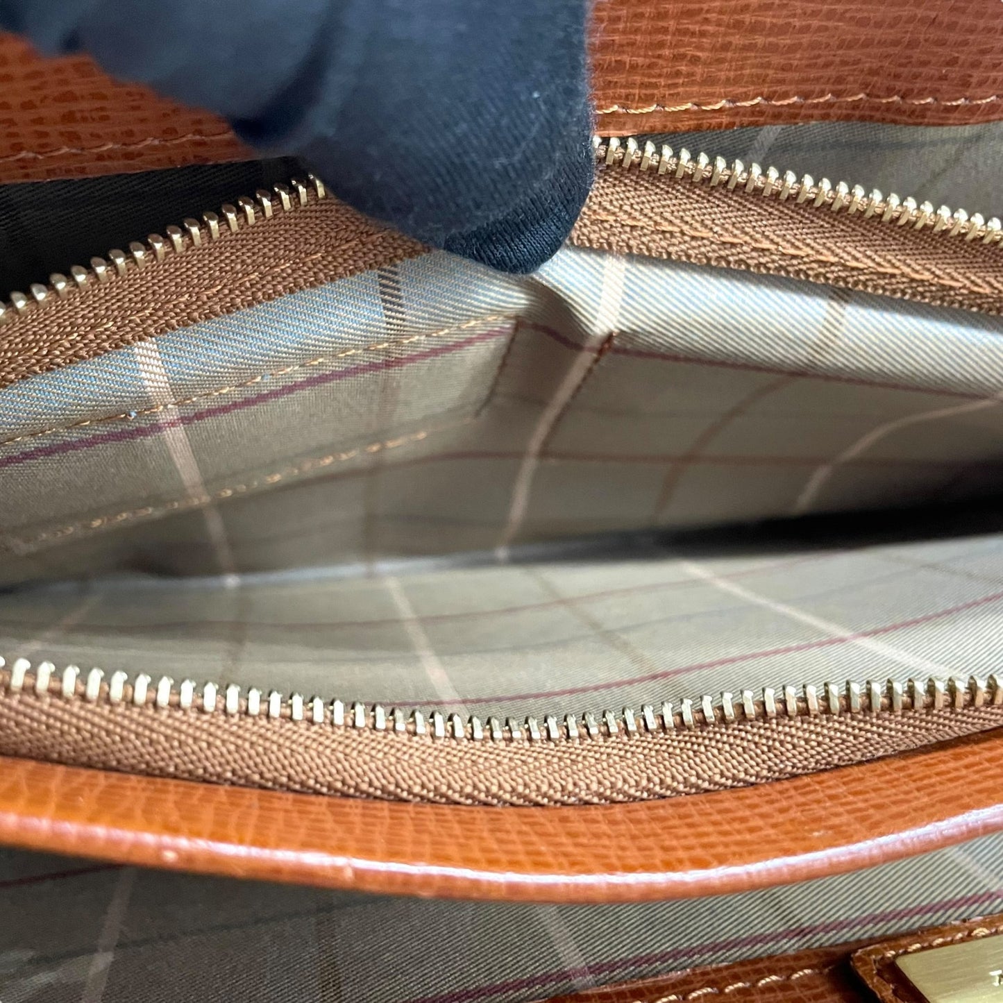 Authentic BURBERRY Leather Briefcase Business Bag Brown Gold Hardware