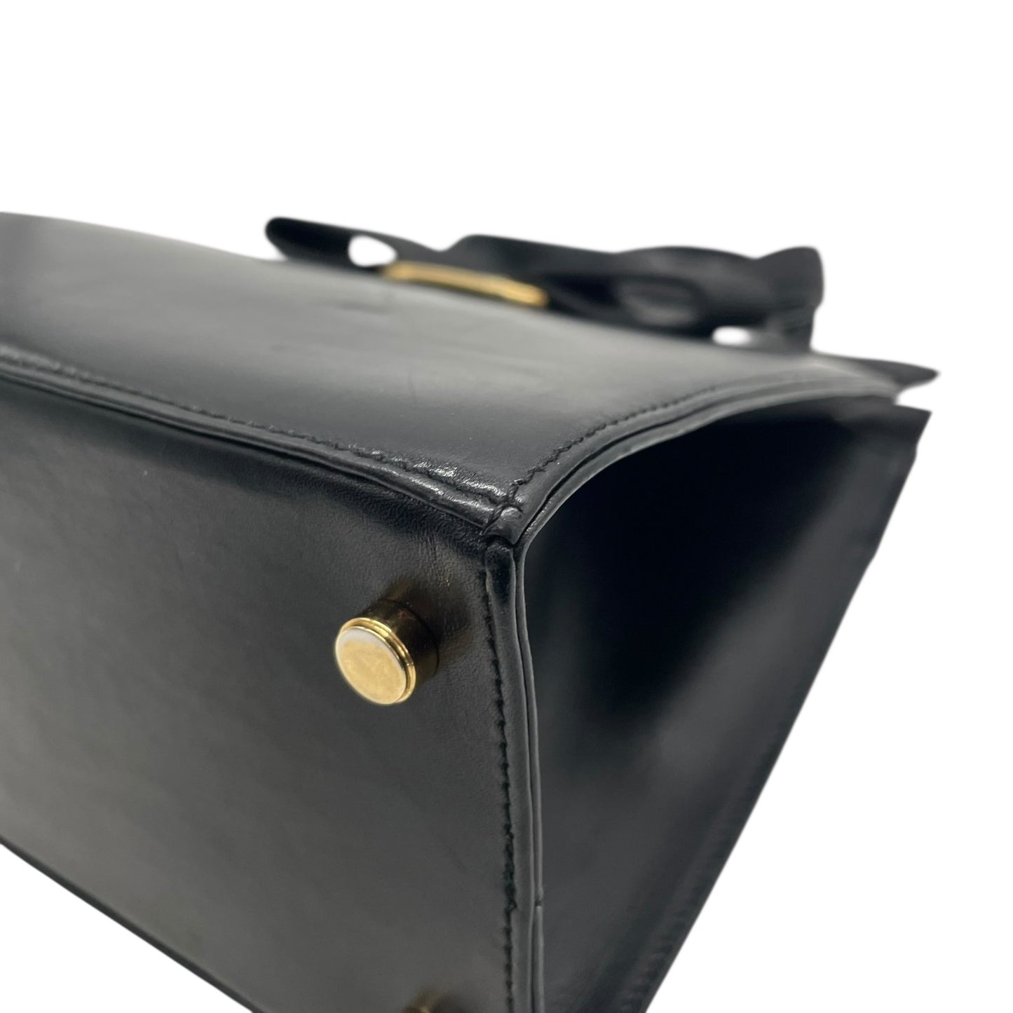 サルヴァトーレ フェラガモ ハンドバッグ フォーマルバッグ ヴァラリボン 2WAY 黒 ショルダーバッグ 斜め掛け ゴールド金具 自立 ブラック レザー ヴィンテージ C