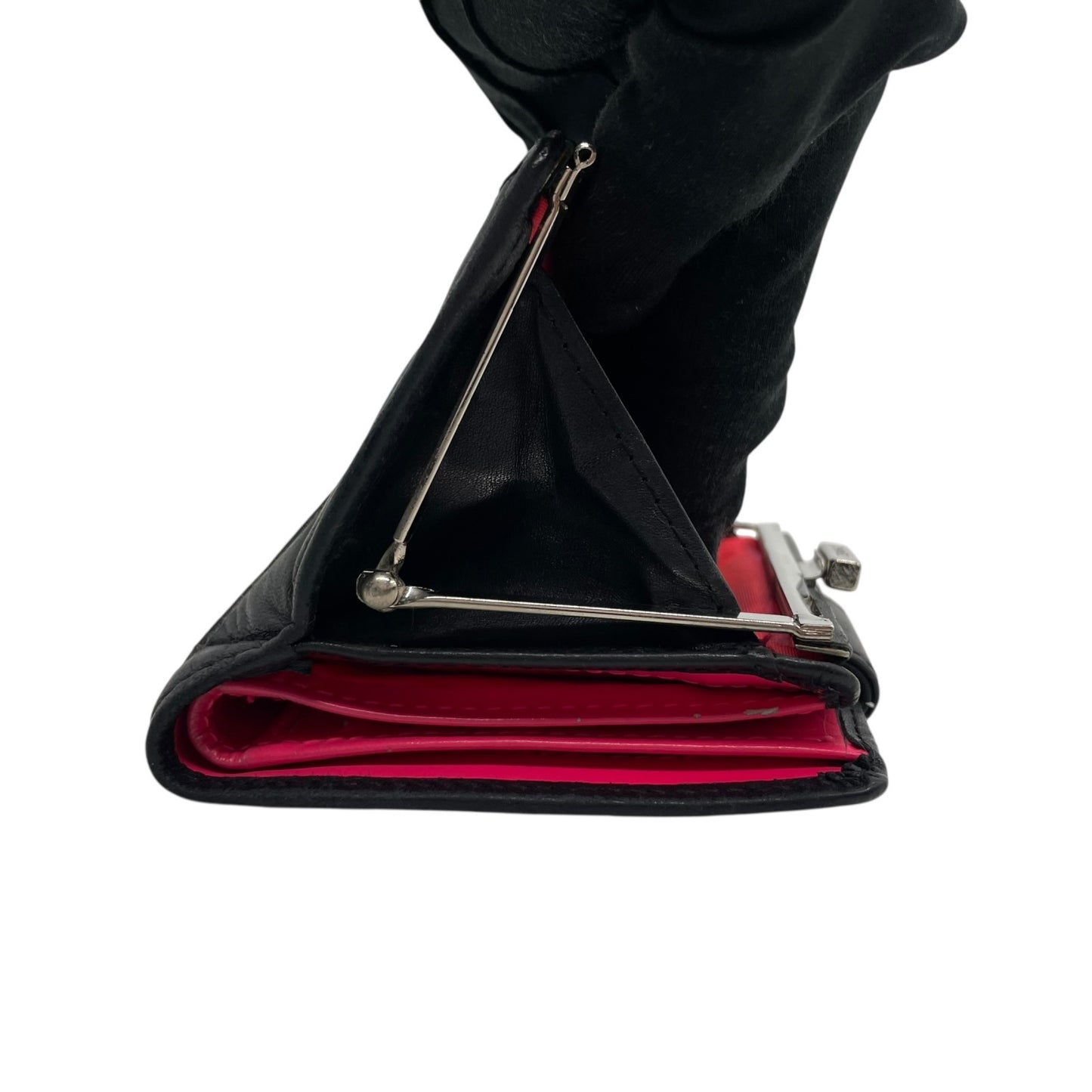 CHANEL シャネル 二つ折り財布 がま口 コンパクトウォレット カンボンライン ココマーク キルティング 黒 ブラック ピンク レザー レディース M1