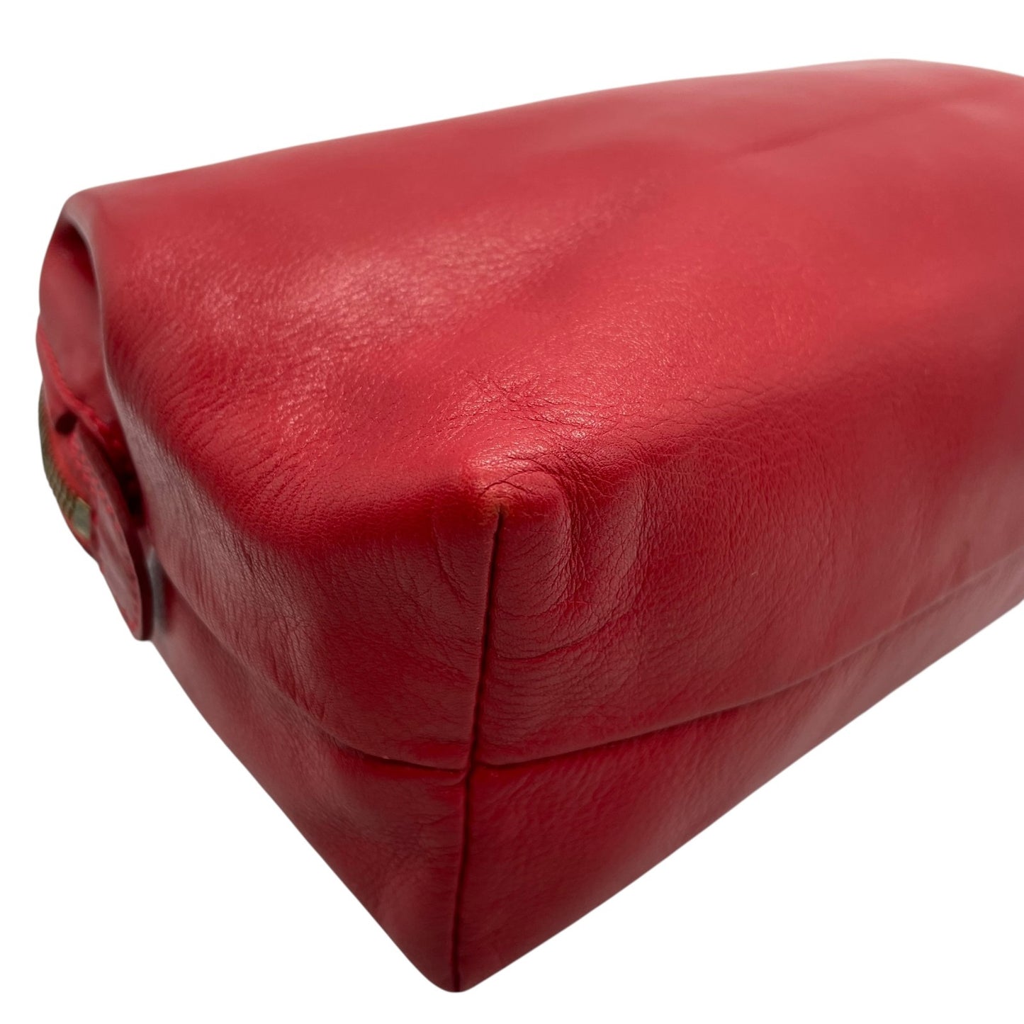 美品 CELINE セリーヌ オールドセリーヌ ポーチ メイクポーチ 化粧ポーチ クラッチバッグ 赤 レッド レザー ゴールド金具 ロゴ ヴィンテージ レディース ヴィンテージ K6