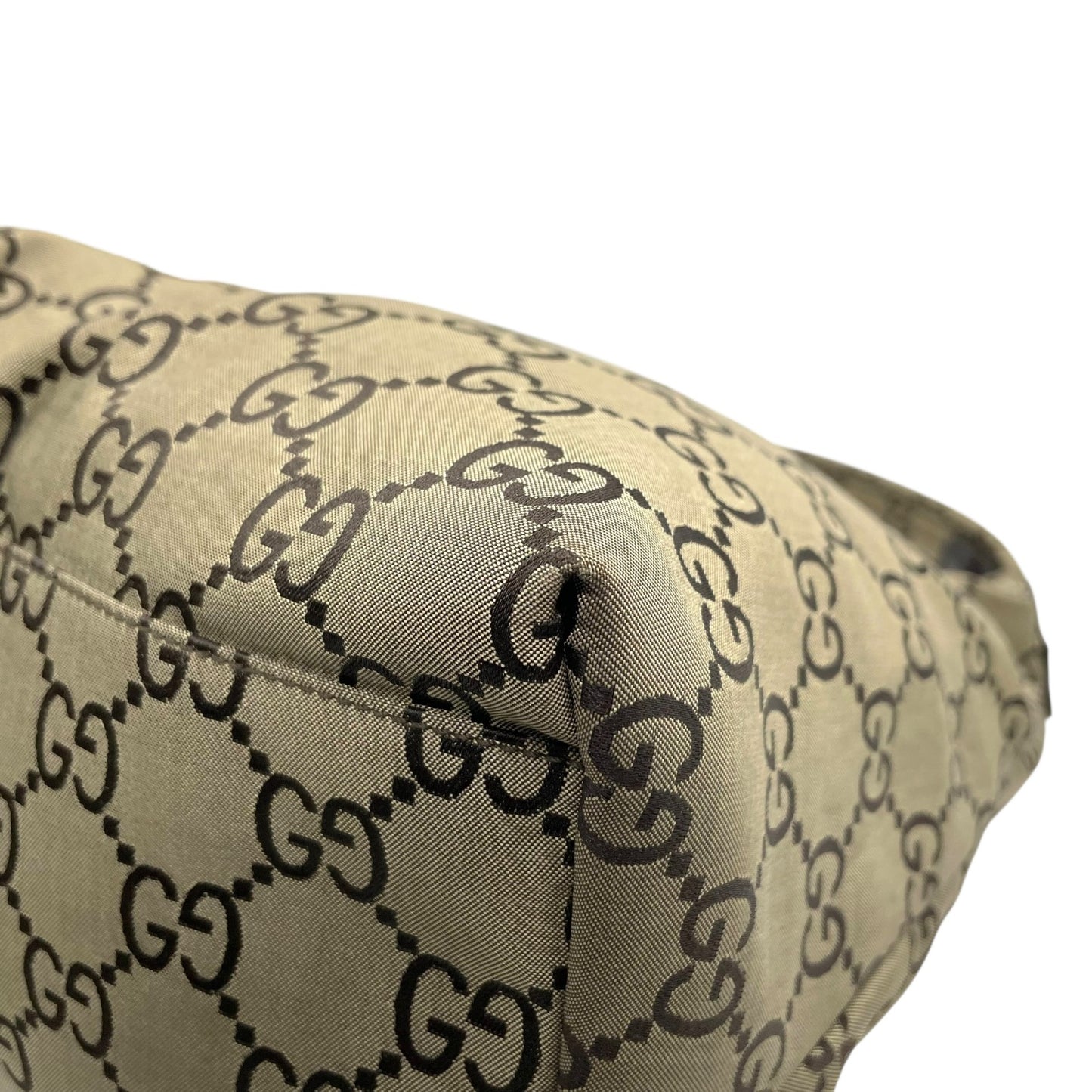 美品 GUCCI グッチ GGキャンバス ワンショルダーバッグ ハンドバッグ カーキ ブラウン キャンバス レザー シルバー金具 GG柄 ダブルポケット レディース K6