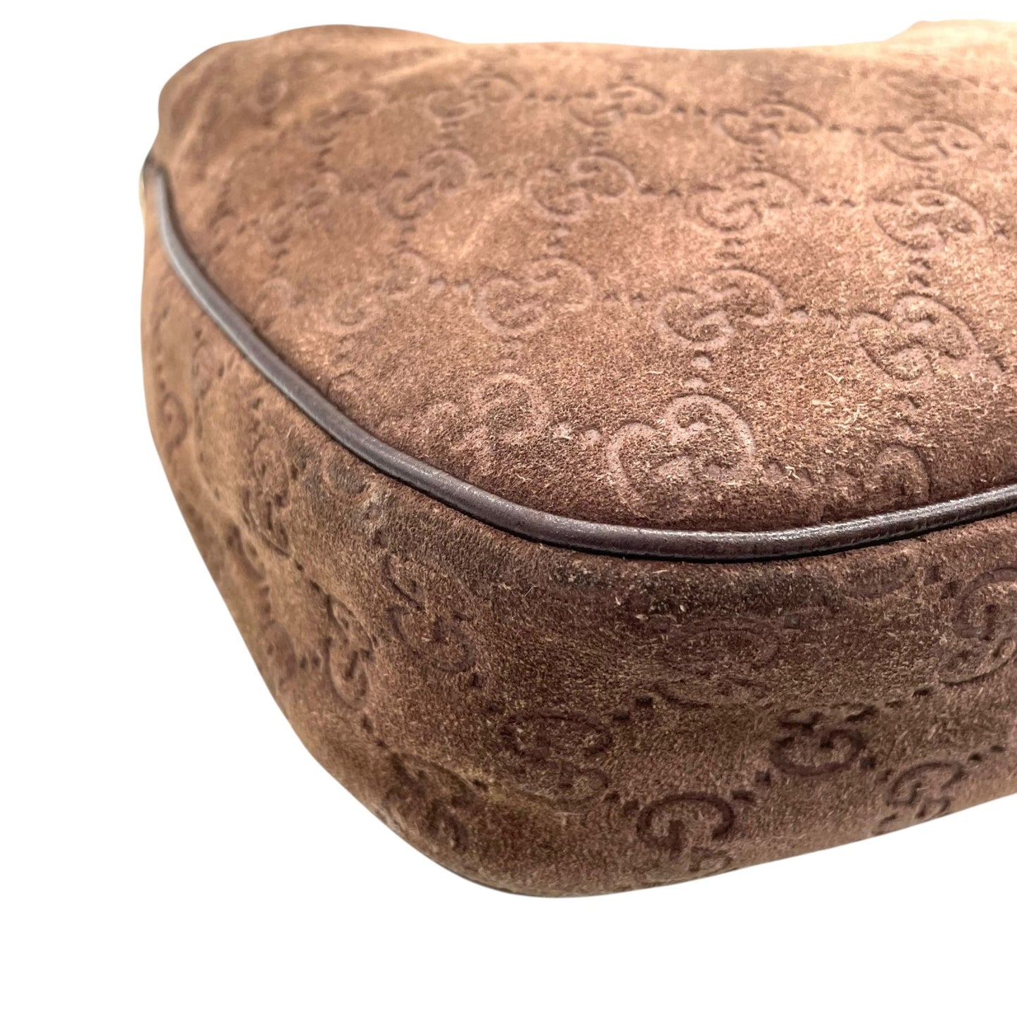 希少 GUCCI グッチ ワンショルダー ショルダーバッグ GG柄 スエード×レザー ブラウン 茶色 エンボス Y2K 153010 肩掛け B3