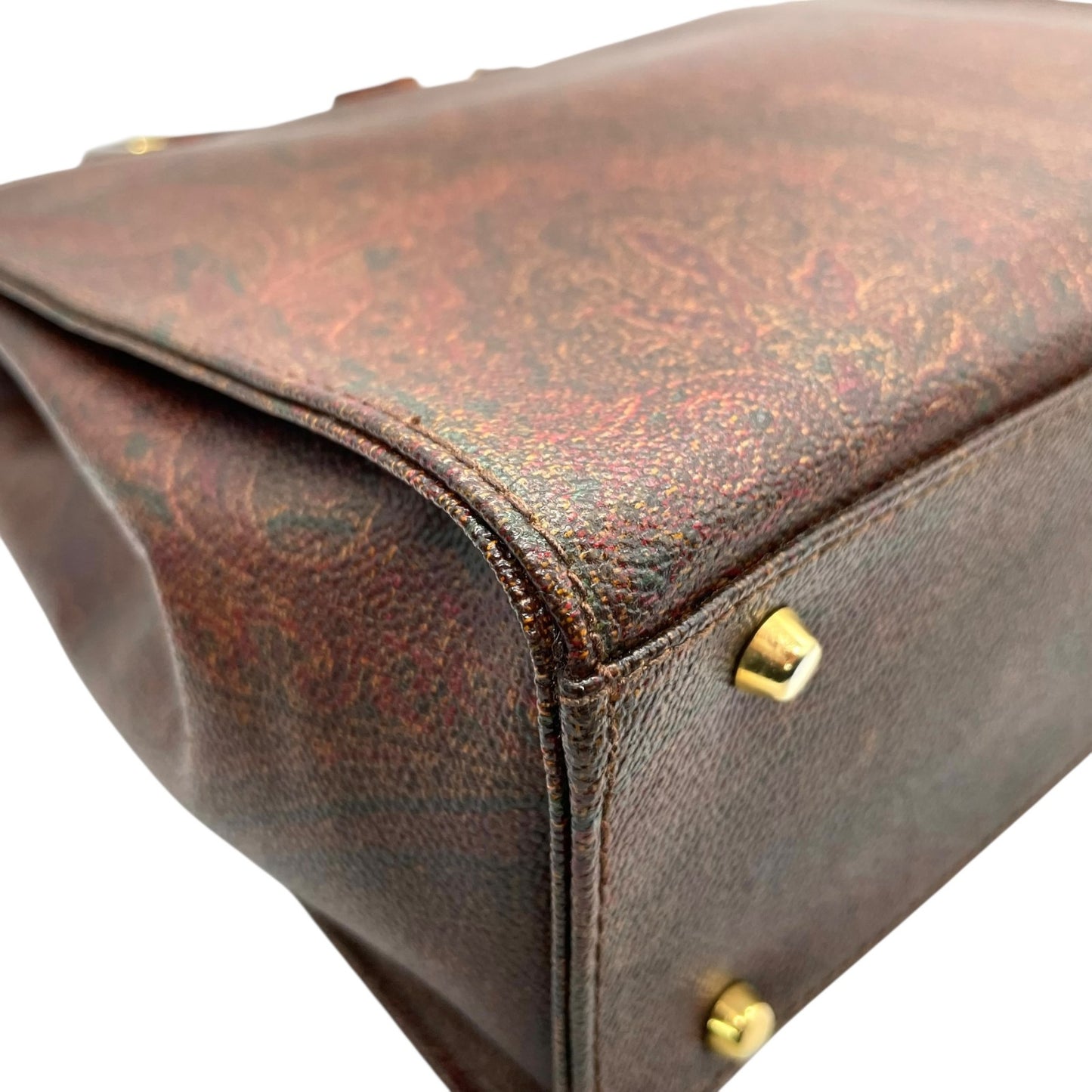 美品 エトロ ETRO ペイズリー柄 トートバッグ ハンドバッグ 2WAY ブラウン 茶色 ショルダー レザー ストラップ付き ヴィンテージ 高級 バッグ A