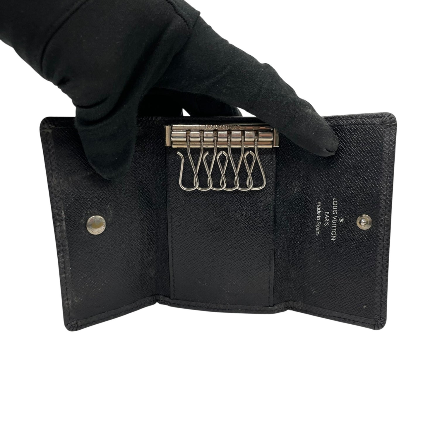 LOUIS VUITTON ルイヴィトン ミュルティクレ 6 タイガ 6連キーケース M30532 黒 ブラック レザー シルバー金具 メンズ W5