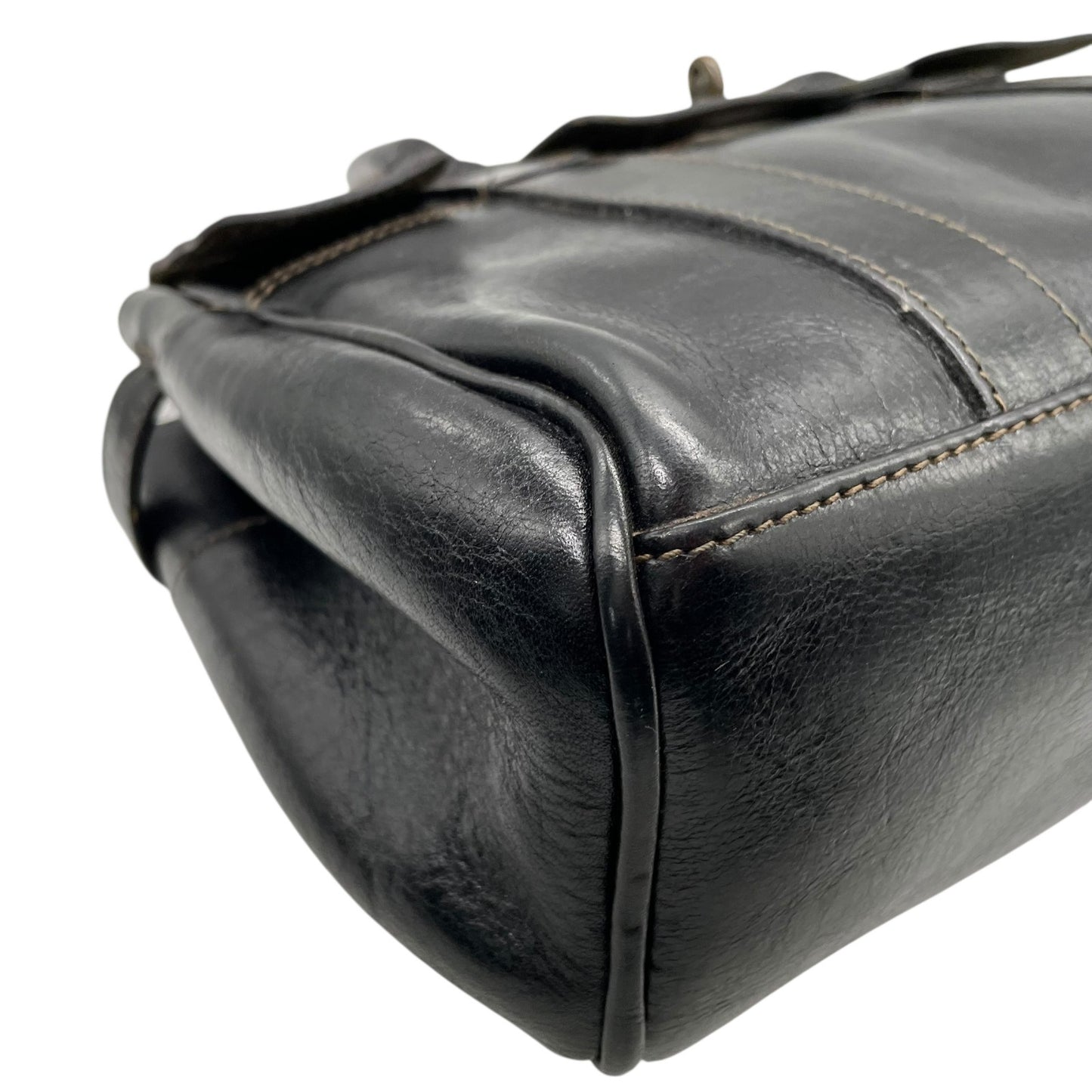 美品 MULBERRY マルベリー ベイズウォーター ハンドバッグ トートバッグ 黒 ブラック レザー シルバー金具 手提げ ターンロック レディース D