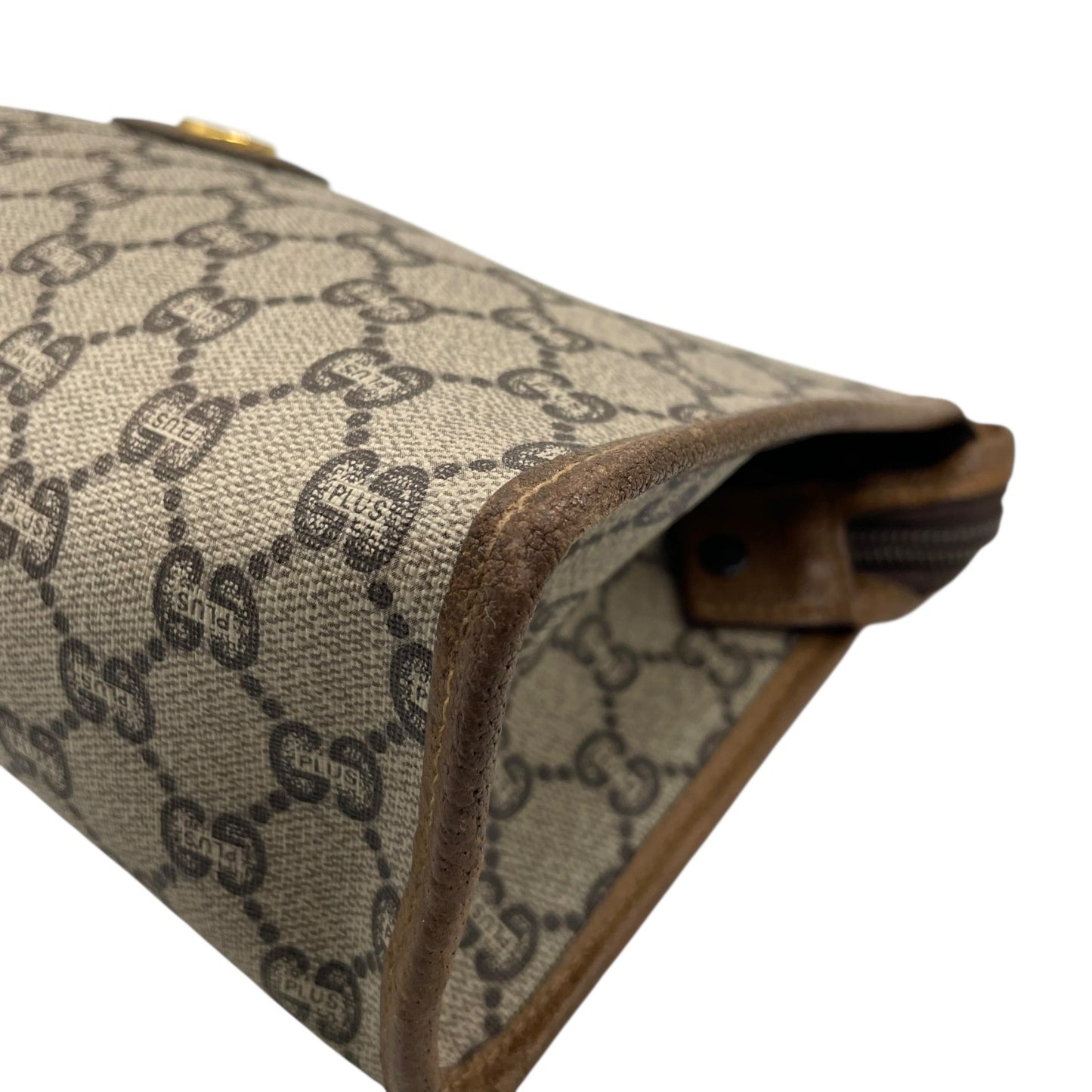 GUCCI グッチ GGプラス グッチプラス クラッチバッグ セカンドバッグ グレー ベージュ PVC レザー ゴールド金具 オールドグッチ ヴィンテージ メンズ レディース K11