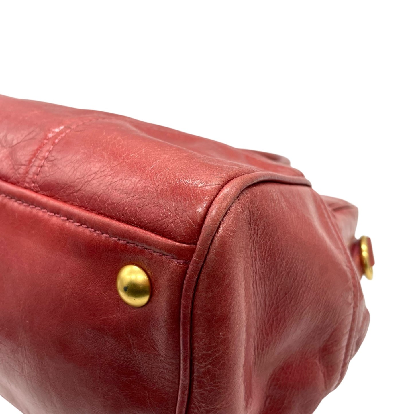 ミュウミュウ MIU MIU レザー ハンドバッグ トートバッグ ピンク ヴィッテロ miu miu VITELLO SHINE 2way Red Tote Bag K5