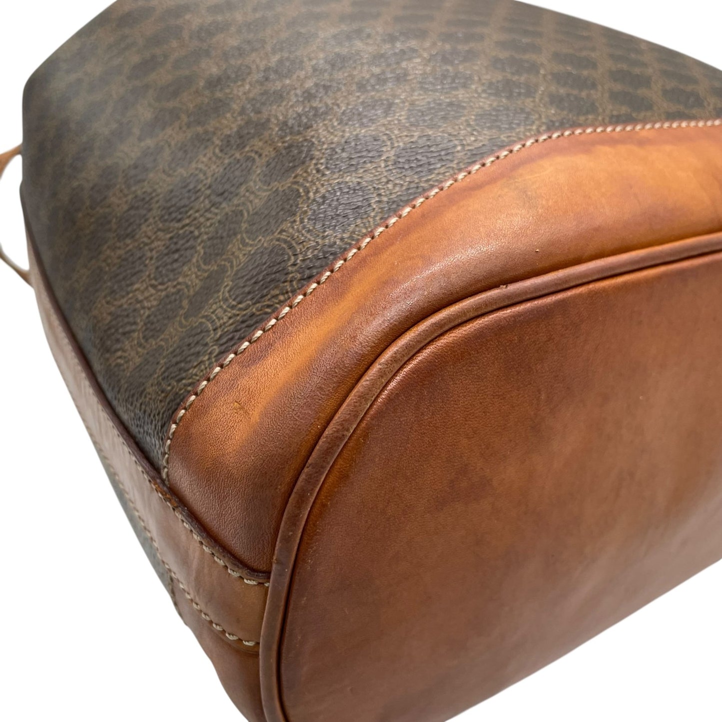 CELINE オールドセリーヌ ショルダーバッグ トリオンフ 巾着 M90 マカダム柄 ヴィンテージ ゴールド金具 レディース K9