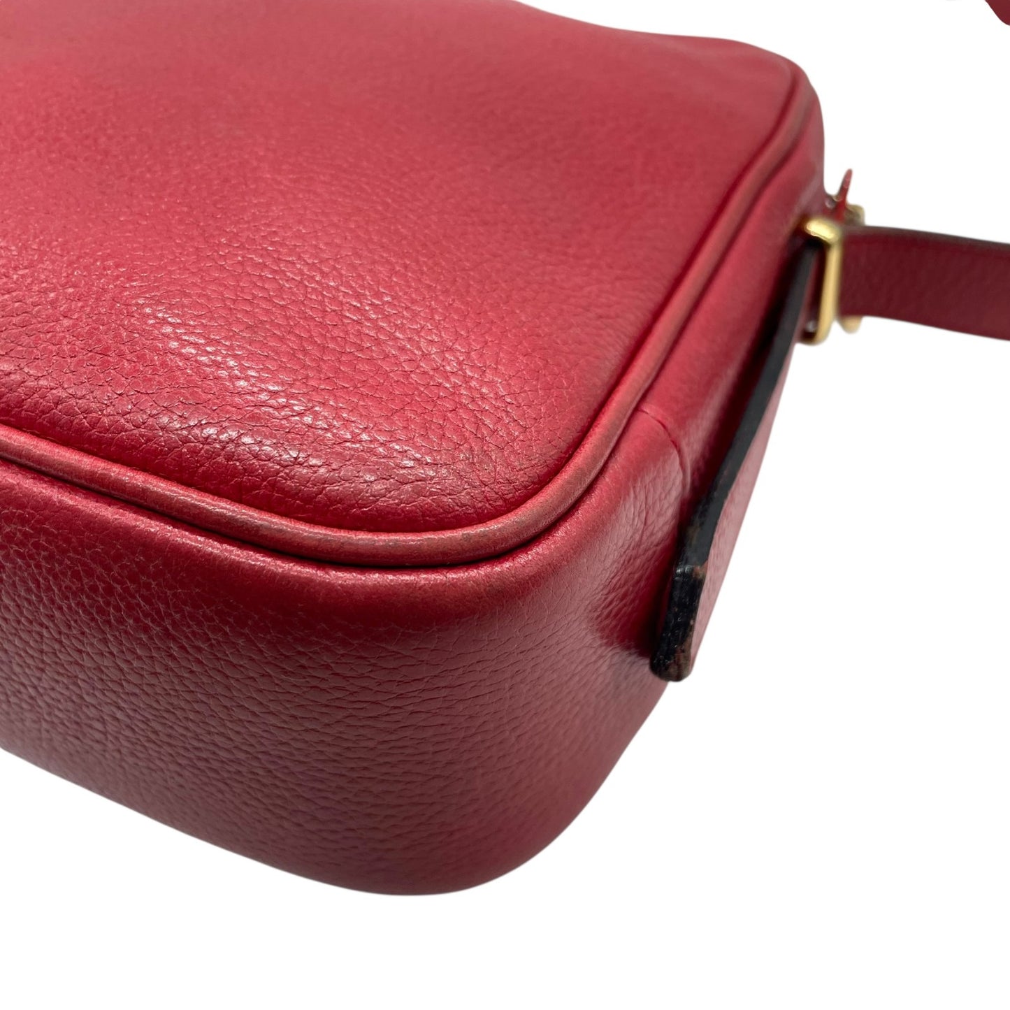 イヴサンローラン Yves Saint Laurent YSL ヴィンテージ ショルダーバッグ 赤 レッド レザー ゴールドロゴ 金金具 コンパクト A1