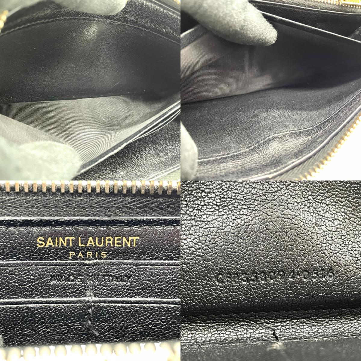 YVES SAINT LAURENT イヴ・サンローラン 長財布 レザー ブラック【中古】 ユニセックス