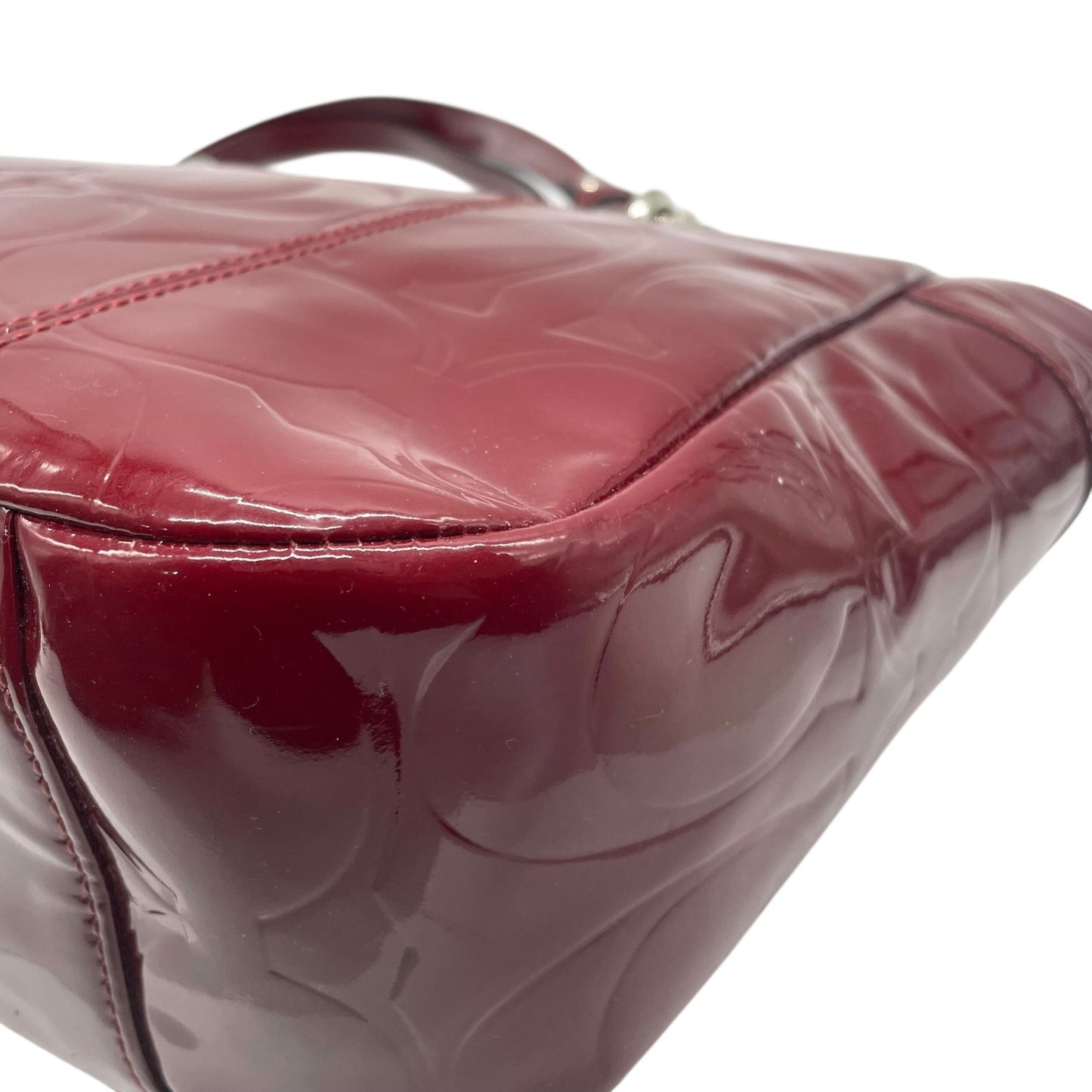 コーチ COACH トートバッグ シグネチャー エナメル レザー ボルドー ワインレッド 赤 レディース 肩掛け可能 S84