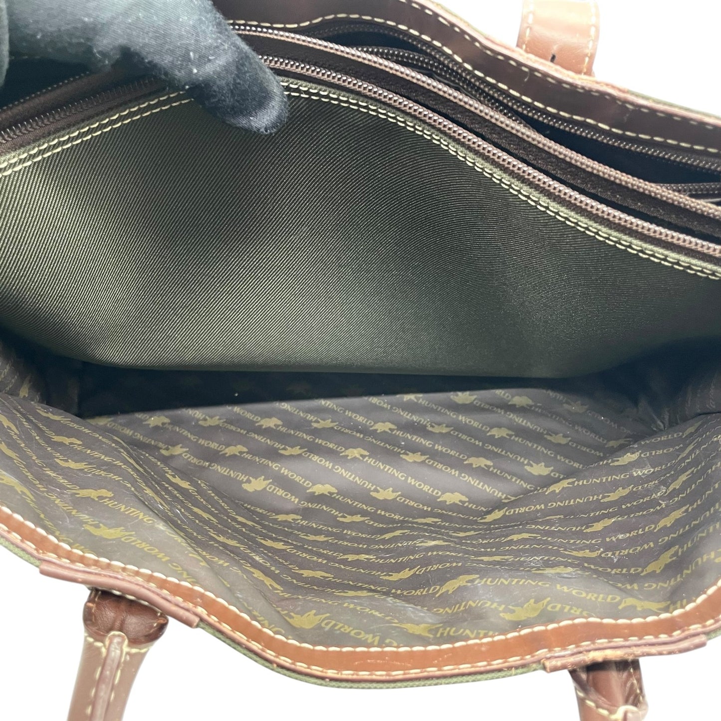 ハンティングワールド HUNTING WORLD トートバッグ ビジネスバッグ キャンバス×レザー グリーン×ブラウン 緑 茶色 メンズ S14