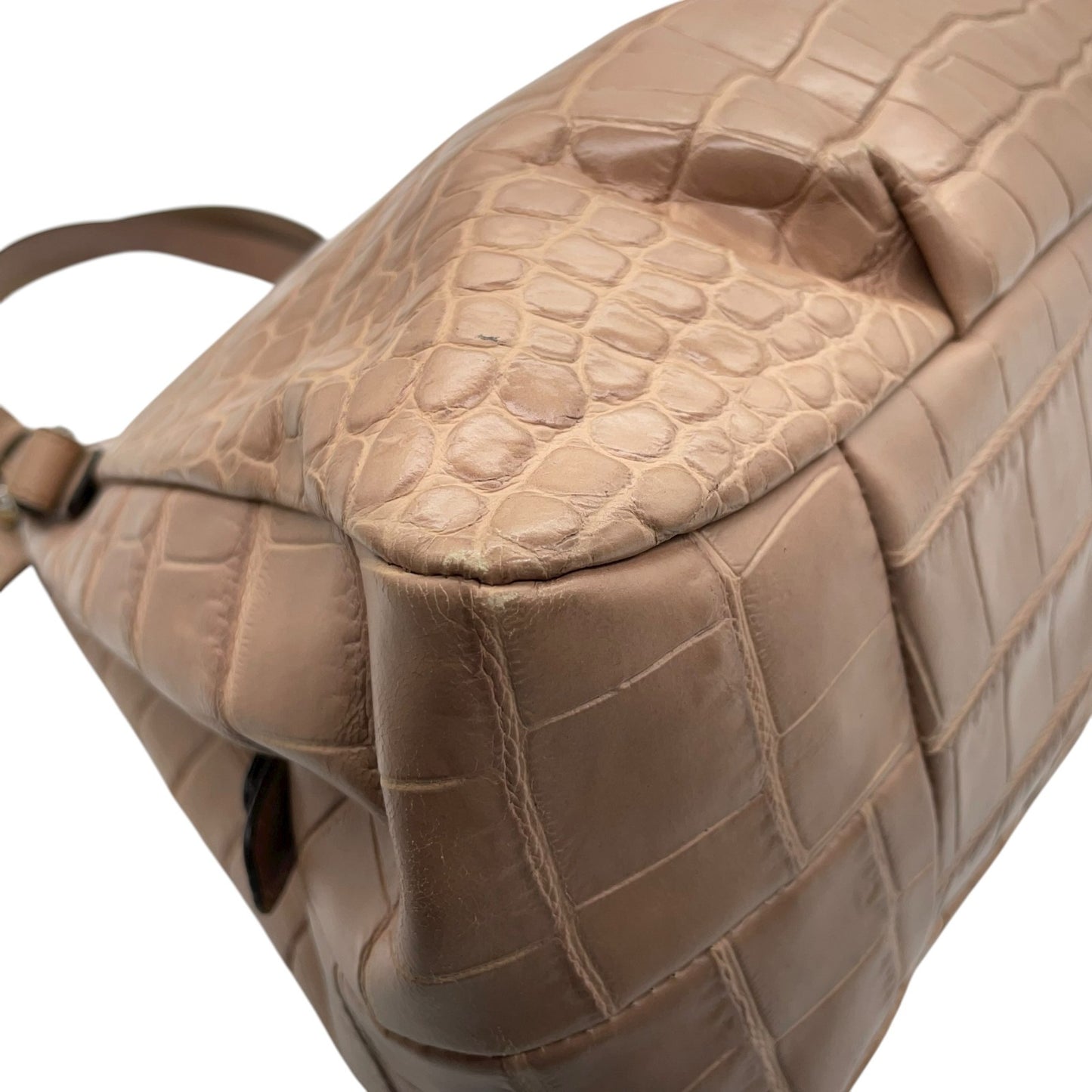 コーチ COACH ショルダーバッグ クロコ型押しレザー ベージュ シルバー金具 ホーボー トート T3