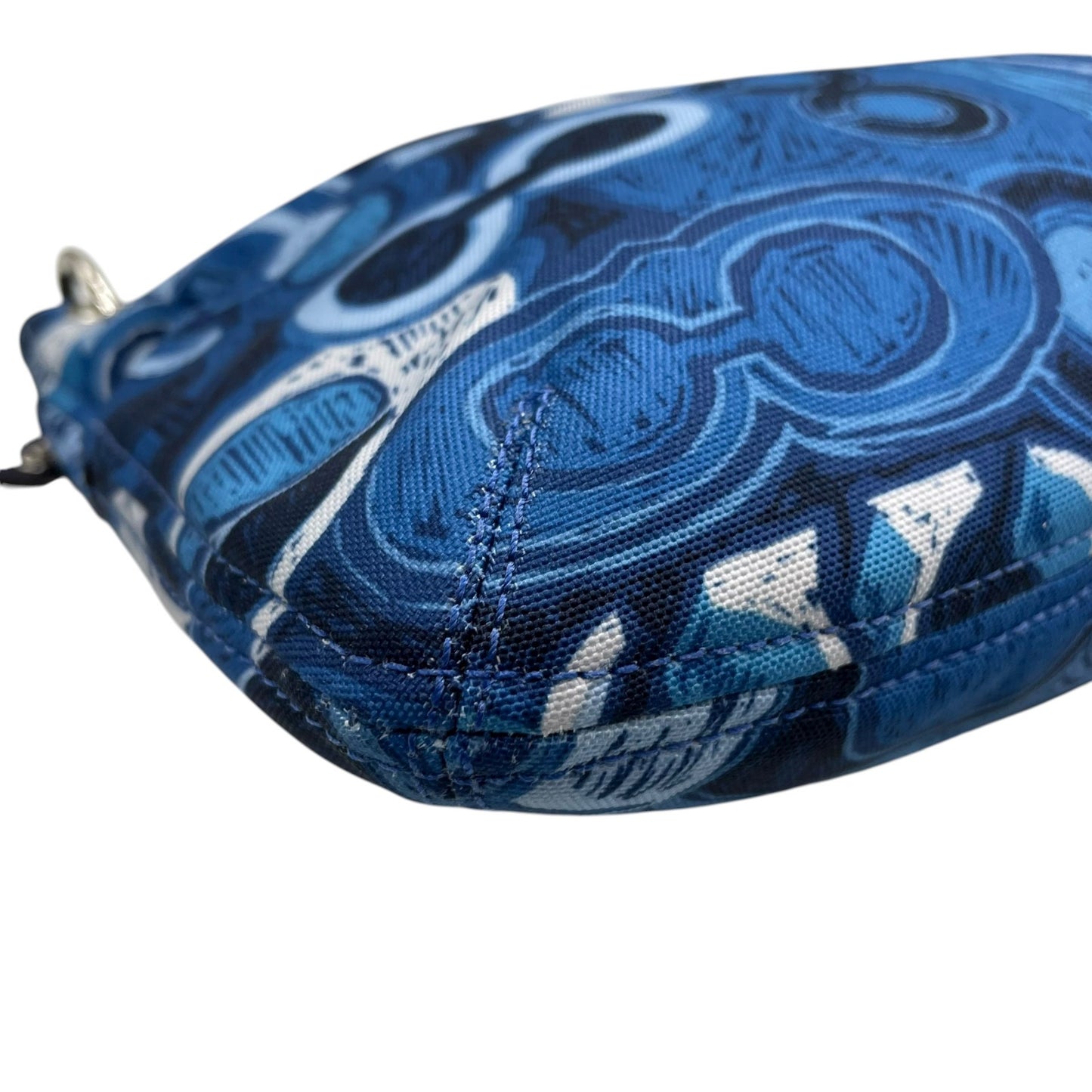 美品 コーチ COACH ハンドバッグ ショルダーバッグ シグネチャー アート柄 ダブルポケット 青 ブルー Y2K 00s S90