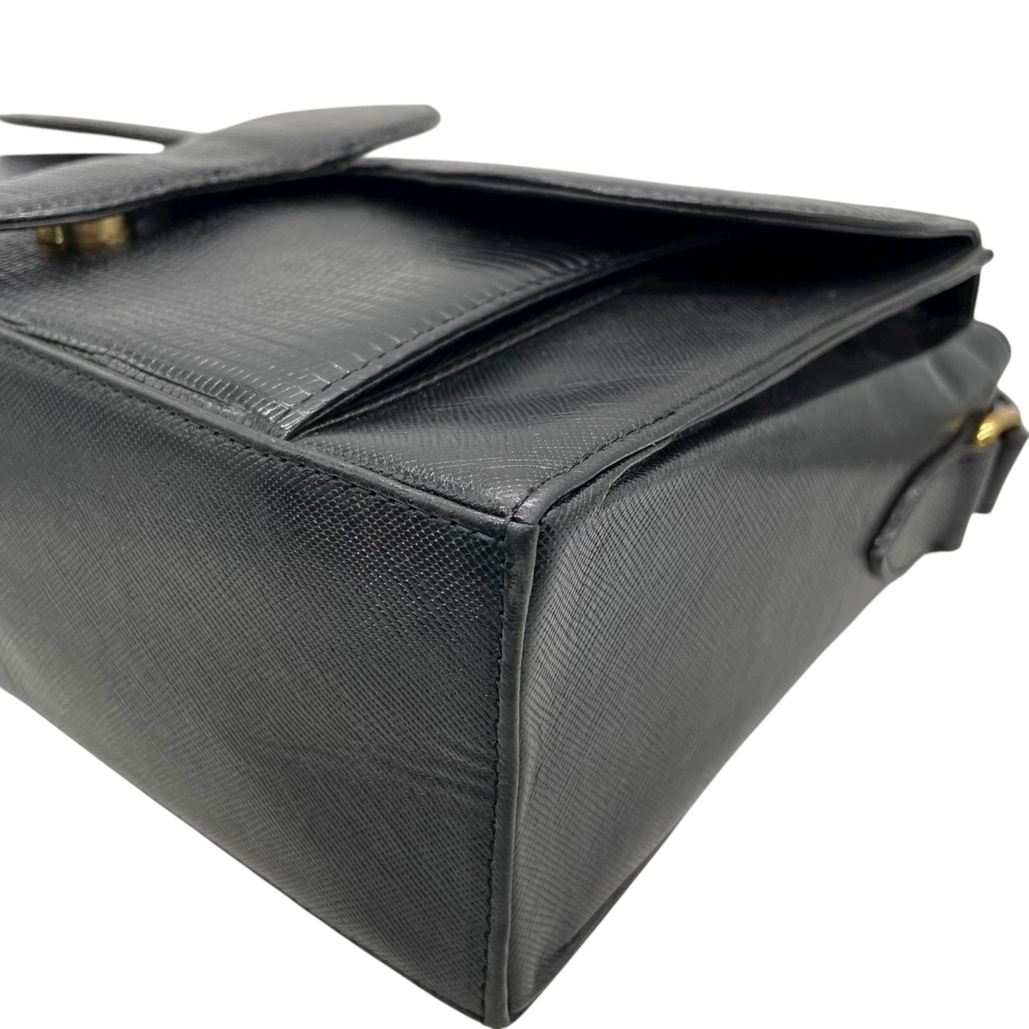 美品 イヴ サンローラン YVES SAINT LAURENT 型押し ショルダーバッグ 黒 ブラック レザー ヴィンテージ 金金具 ゴールド金具 K7