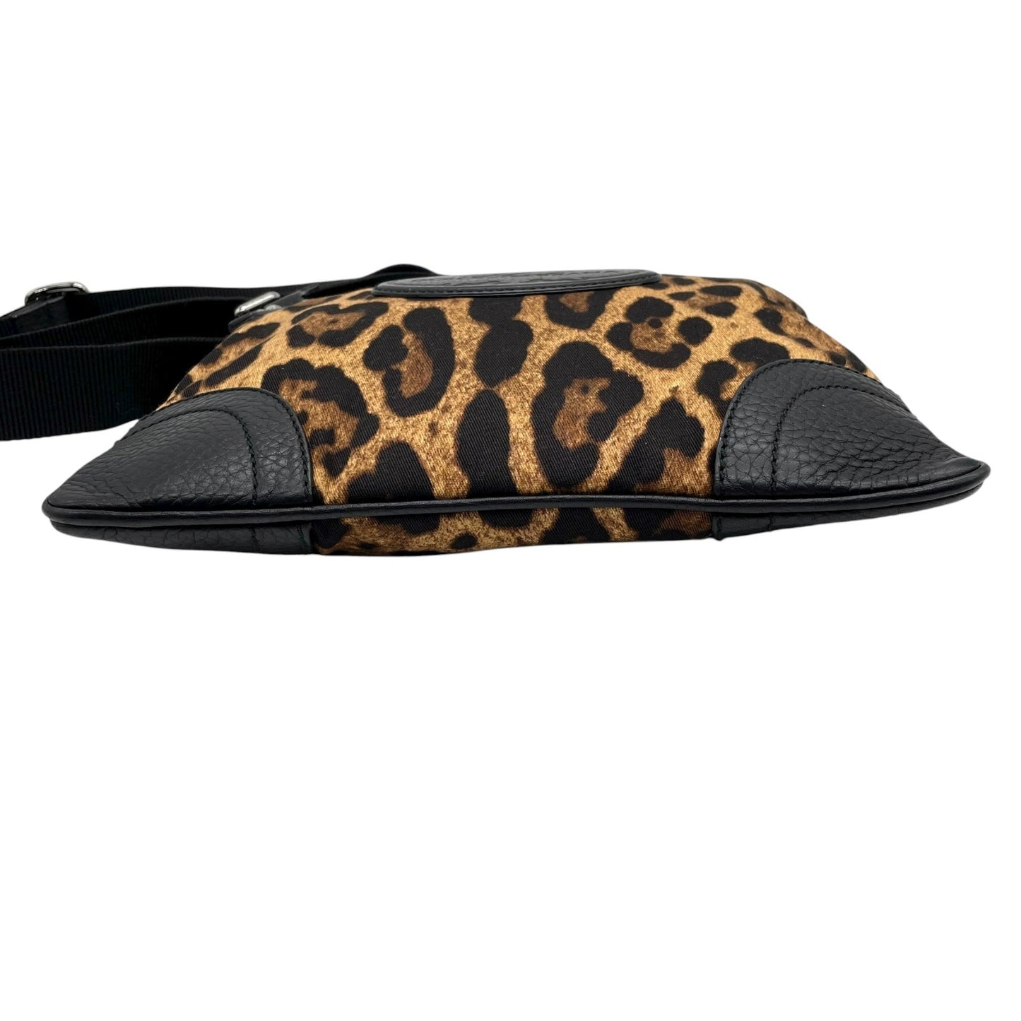 ドルチェ＆ガッバーナ Dolce & Gabbana ドルガバ D&G レオパード アニマル ショルダーバッグ キャンバス 黒 ブラック レザー コンビ ヴィンテージ C6