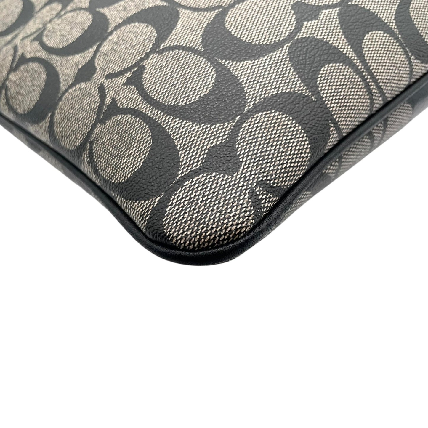 コーチ COACH シグネチャー ショルダーバッグ 黒 ブラック グレー レザー コンビ クロスボディ S50