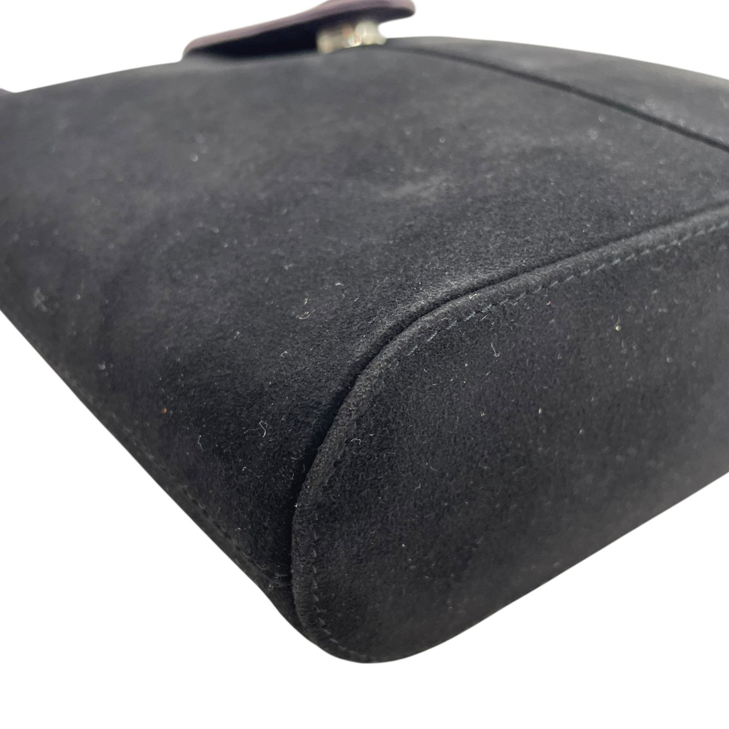 バリー BALLY スエード レザー コンビ ショルダーバッグ フラップ 黒 ブラック グレー金具 レディース C12