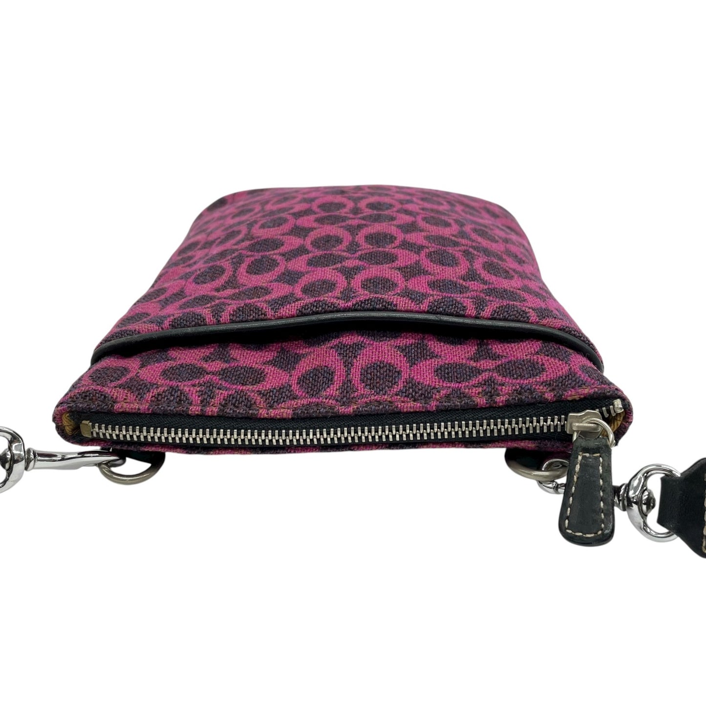 美品 コーチ COACH シグネチャー ジャカード ショルダーバッグ クロスボディ ピンク パープル ブラック レディース C8