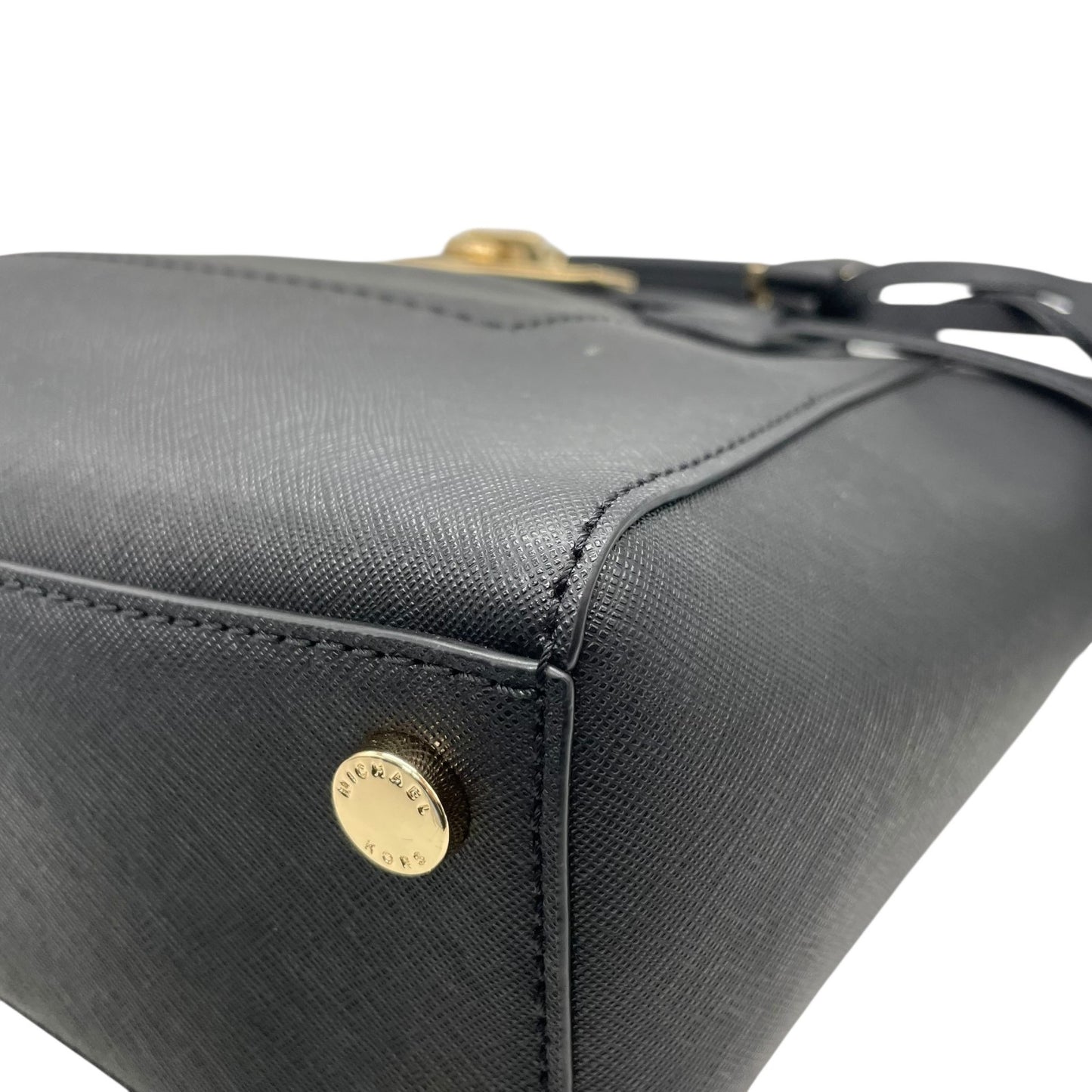 美品 マイケルコース MICHAEL KORS ハミルトン 2WAY ハンドバッグ ショルダーバッグ 黒 ブラック 金 ゴールド レザー S29