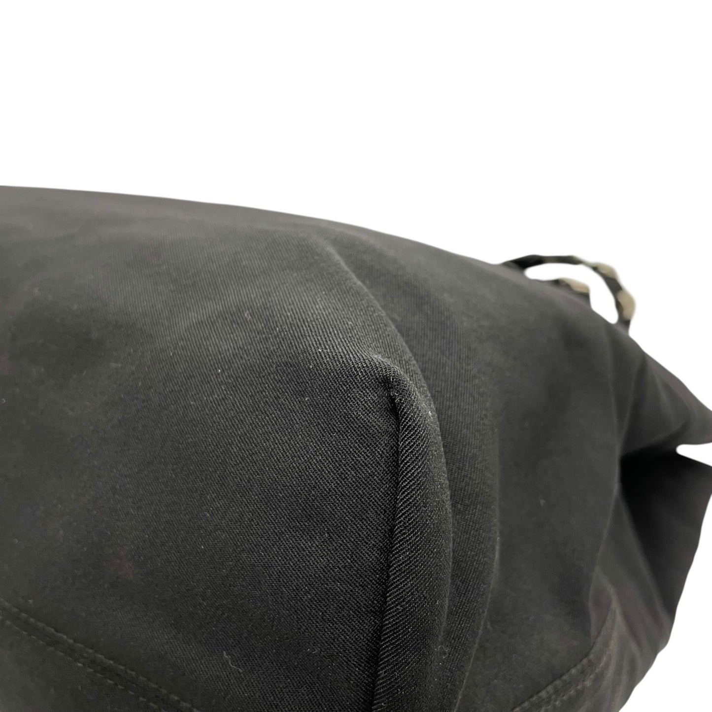 美品 サルヴァトーレ フェラガモ Salvatore Ferragamo ナイロン×レザー チェーントートバッグ 黒 ブラック シルバー金具 ロゴチャーム D4