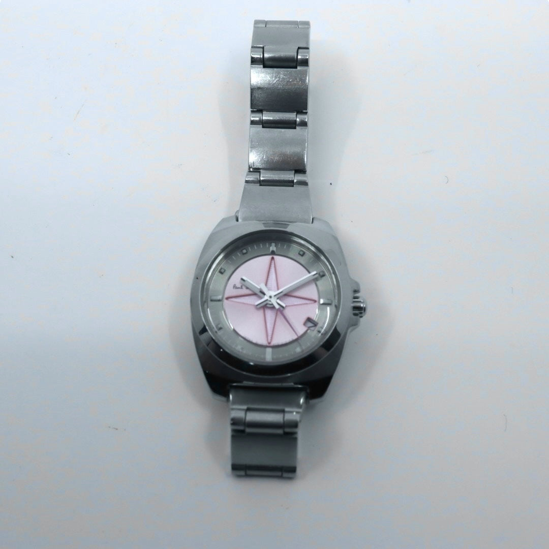 【美品/電池交換済】ポールスミス 腕時計 1016-S060753 レディース クオーツ ピンク スターダイヤル アナログ 10気圧防水 シルバー ブレスレットウォッチ フェミニン エレガント カジュアル クリーニング済み G2