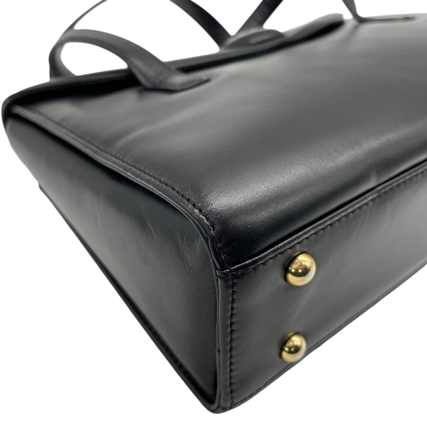 美品 ジバンシィ GIVENCHY ジバンシー レザー ハンドバッグ トートバッグ 黒 ブラック ロゴボタン フラップ フォーマルバッグ C1