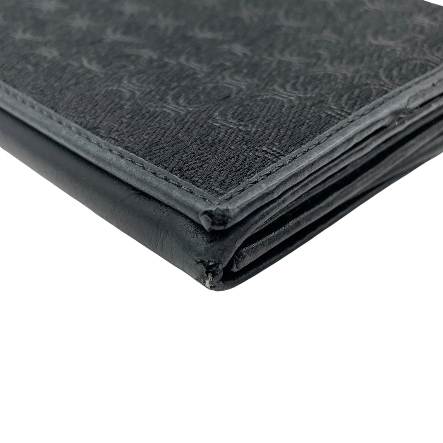 グッチ GUCCI 二つ折り 長財布 黒 ブラック キャンバス レザー ゴールド金具 ロゴ 総柄 メンズ レディース M5