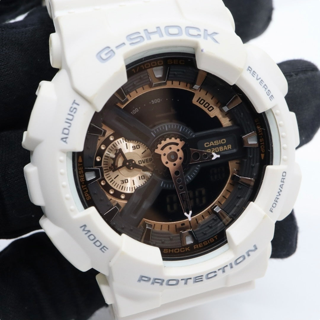 【美品/クリーニング済】カシオ G-SHOCK 腕時計 GA-110RG メンズウォッチ デジアナ アナデジ クォーツ ホワイト ブラック ゴールド ストリート カジュアル 耐衝撃構造 20気圧防水 稼働品 G7