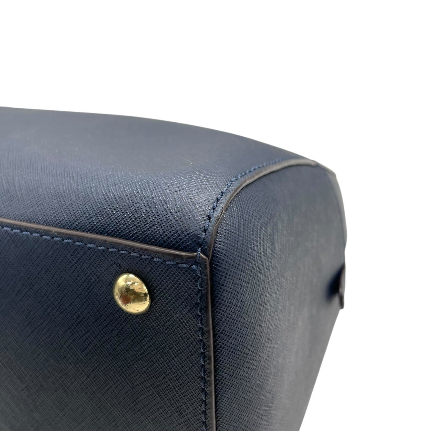 美品 MICHAEL KORS マイケルコース 2WAY ハンドバッグ ショルダーバッグ ネイビー レザー ゴールド金具 ロゴ 斜め掛け可 手提げ レディース T3