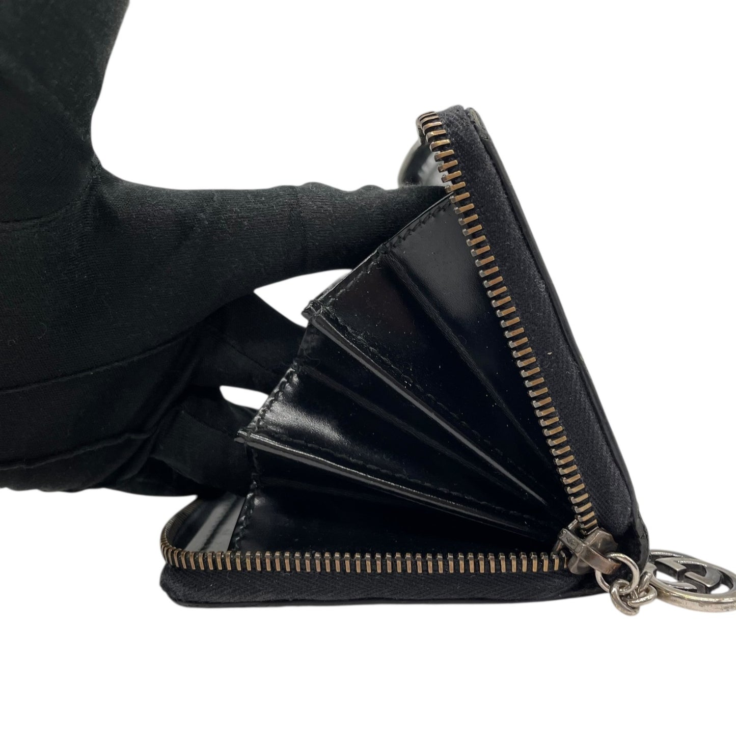 GUCCI グッチ GGインプリメ ラウンドファスナー 長財布 307982 黒 ブラック PVC レザー シルバー金具 メンズ レディース M4