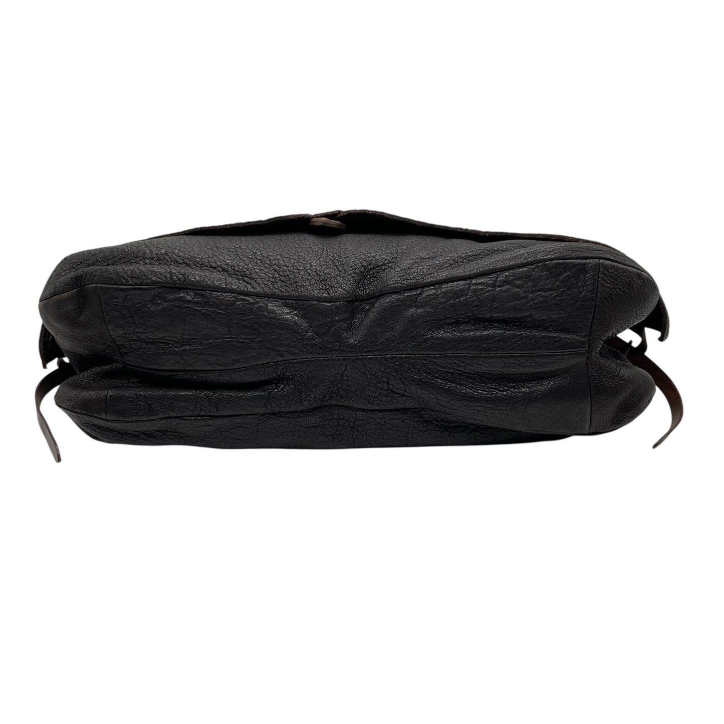 美品 genten ゲンテン ハンドバッグ 茶 ブラウン レザー ゴールド金具 ジグザグステッチ 横長 Y2K デザイン 手提げ コンパクト レディース バッグ U12