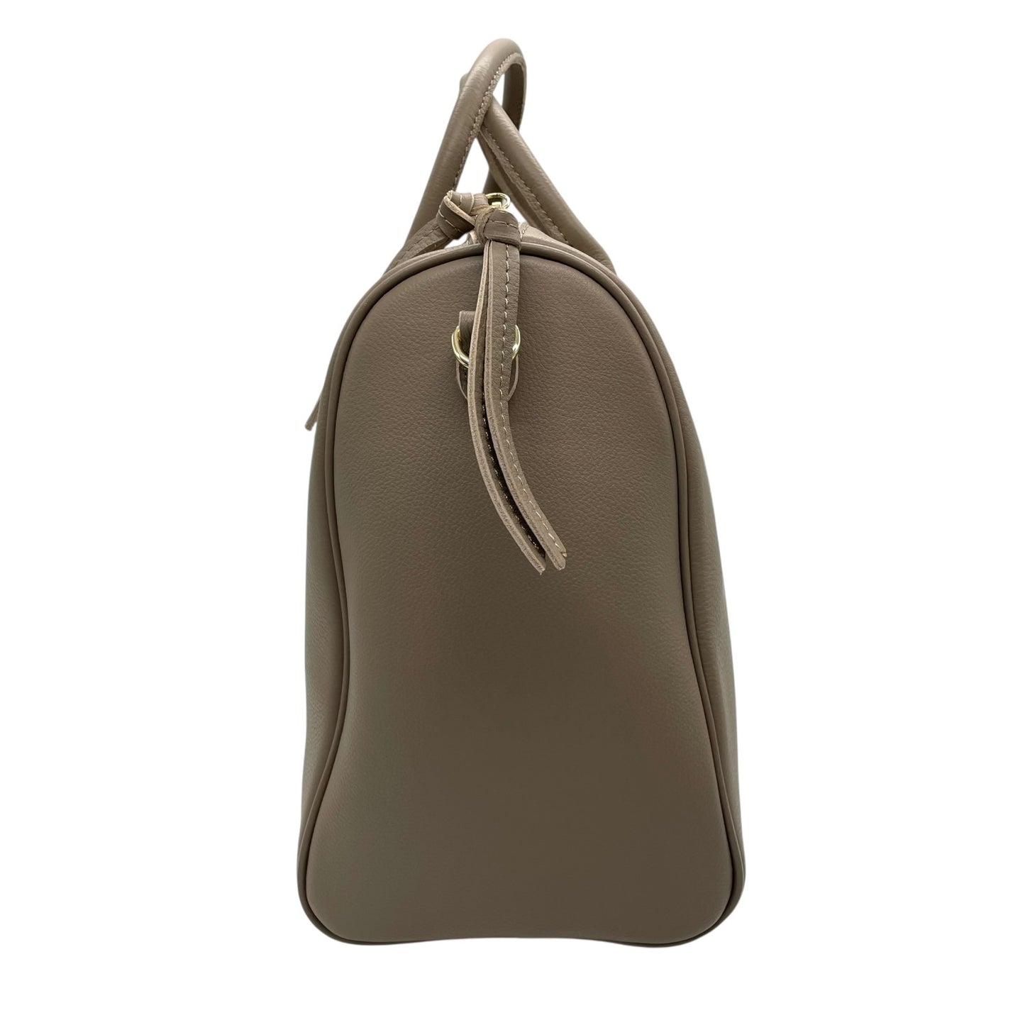 未使用級 ペルケ 2WAY ハンドバッグ ボストンバッグ ショルダーバッグ 牛革 オイルレザー オーク グレージュ テープショルダー ゴールド金具 手提げ 斜め掛け可 perche レディース Q