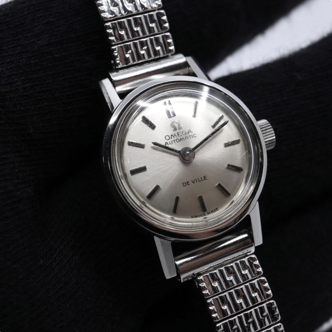 【美品/稼働品】OMEGA オメガ DE VILLE デビル レディース腕時計 自動巻き AUTOMATIC シルバー文字盤 アナログ ラウンドケース ステンレスブレス アンティーク ビンテージ クラシック ドレスウォッチ SWISS MADE G2