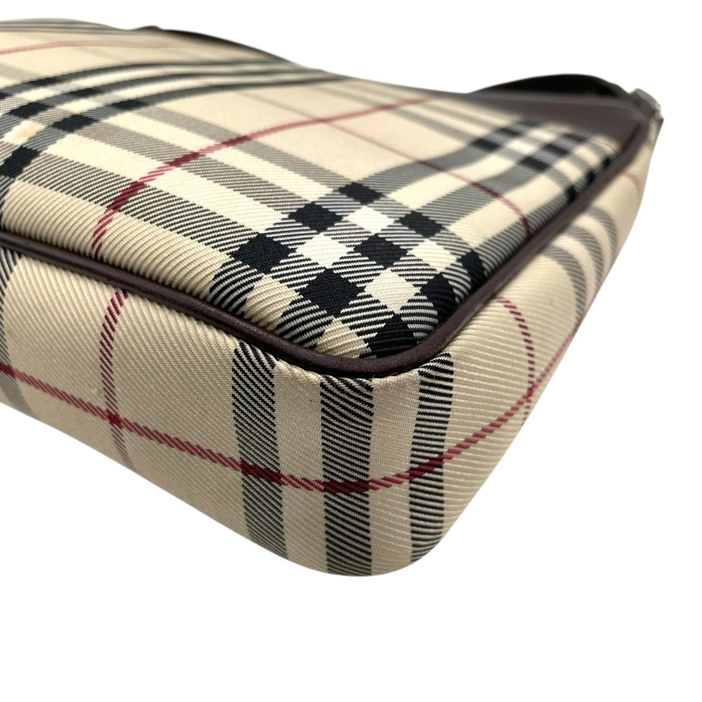 美品 バーバリー BURBERRY ショルダーバッグ ノバチェック ベージュ 茶色 ブラウン キャンバス レザー K3