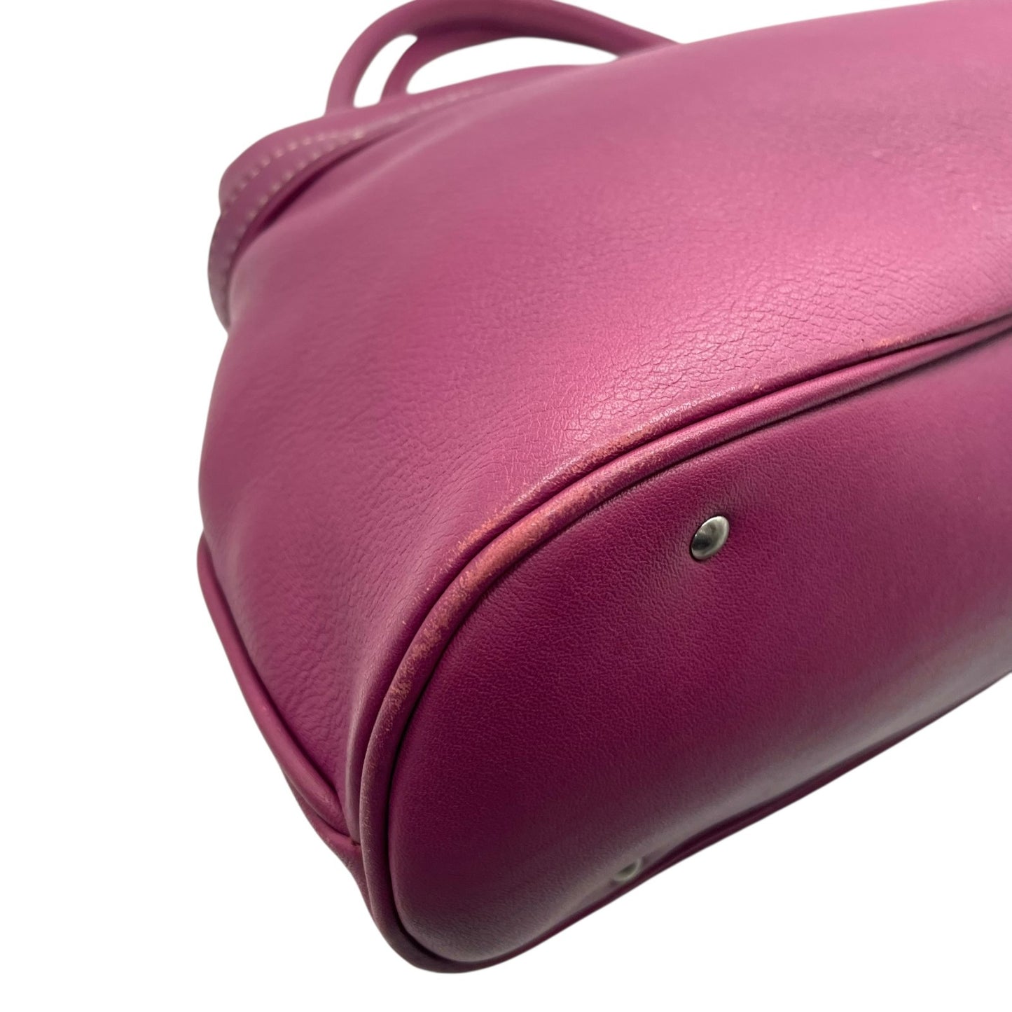 コールハーン COLE HAAN ハンドバッグ ロングハンドル レザー パープル ピンク シルバー金具 ステッチデザイン 上品カラー T3