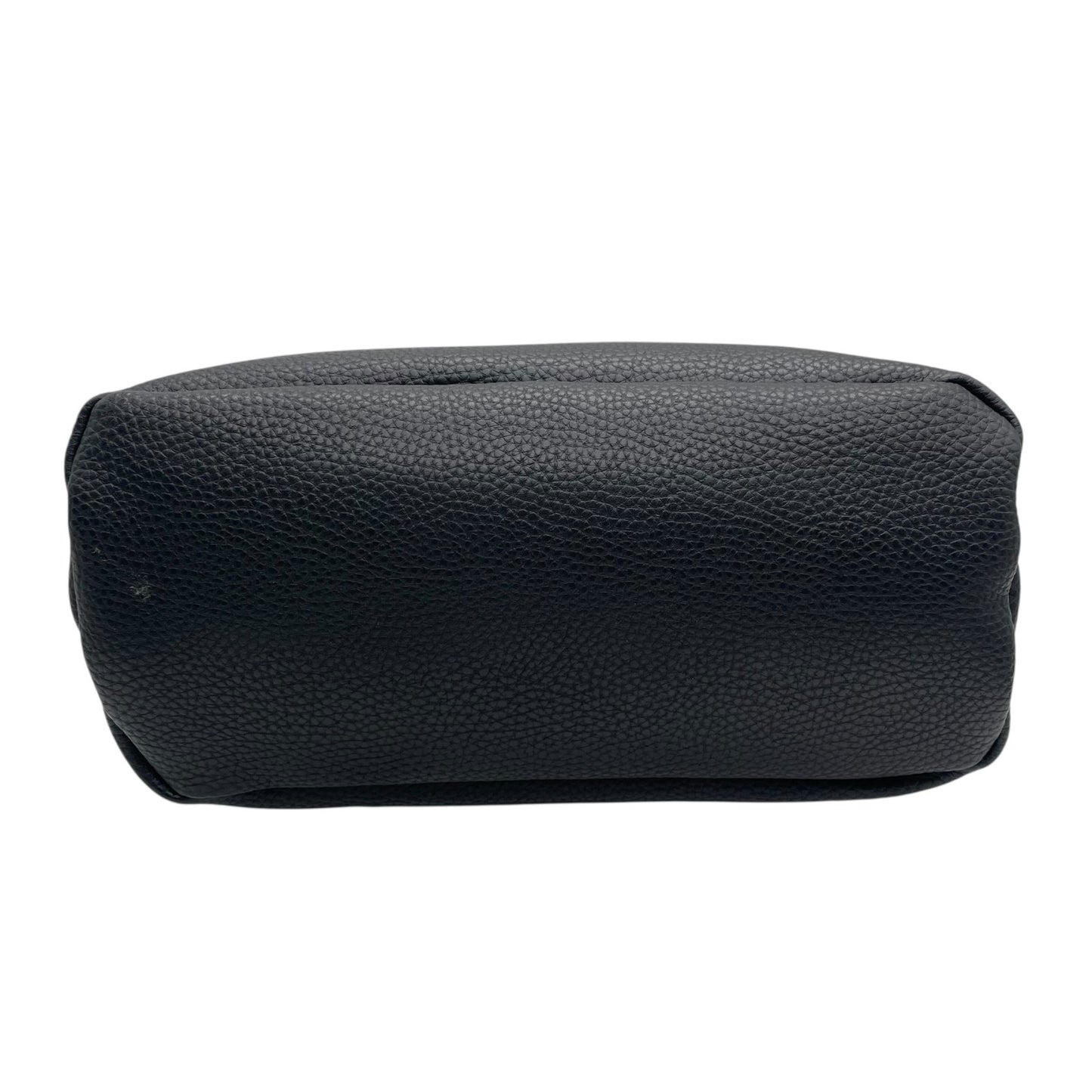 マリークヮント MARY QUANT 2WAY ハンドバッグ ショルダーバッグ 黒 ブラック レザー調 フラワー 花 モチーフ 金金具 ゴールド金具 チャーム付き T8