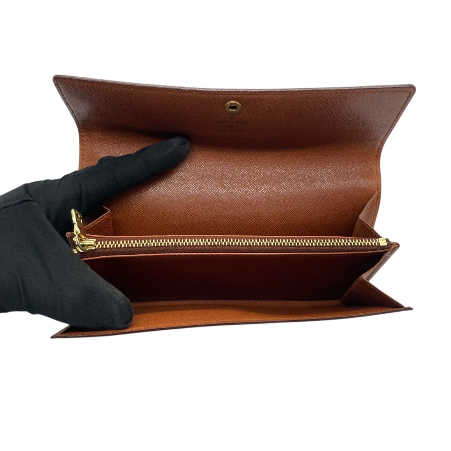 美品 ルイ・ヴィトン LOUIS VUITTON LV モノグラム ポルトフォイユ サラ 長財布 M61734 茶色 ブラウン 金金具 ゴールド金具 シリアル刻印 W1