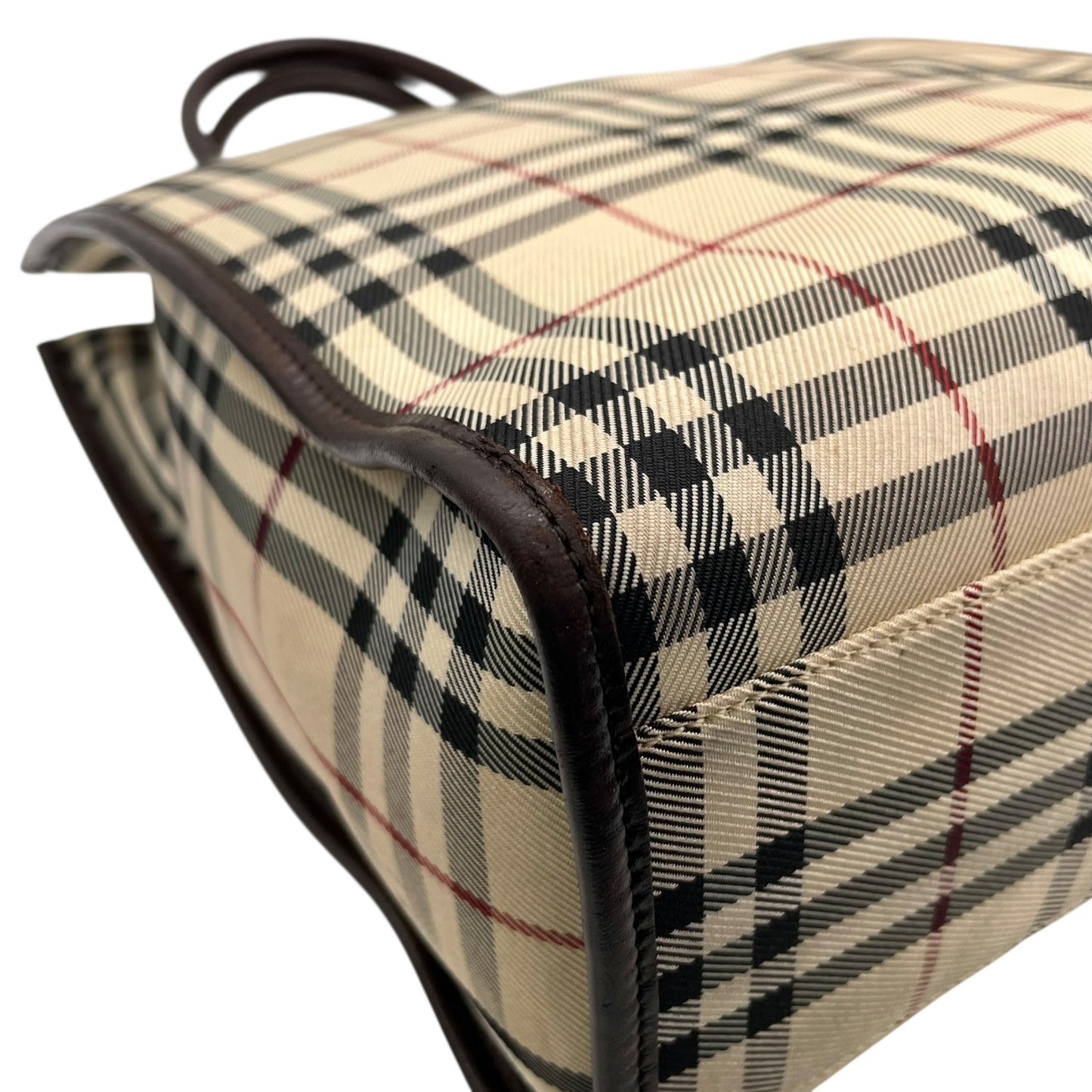 バーバリー BURBERRY ノバチェック ハンドバッグ トートバッグ スクエアトート ベージュ ブラウン 茶 チェック柄 キャンバス レザー シルバー金具 ロゴ レディース メンズ K7