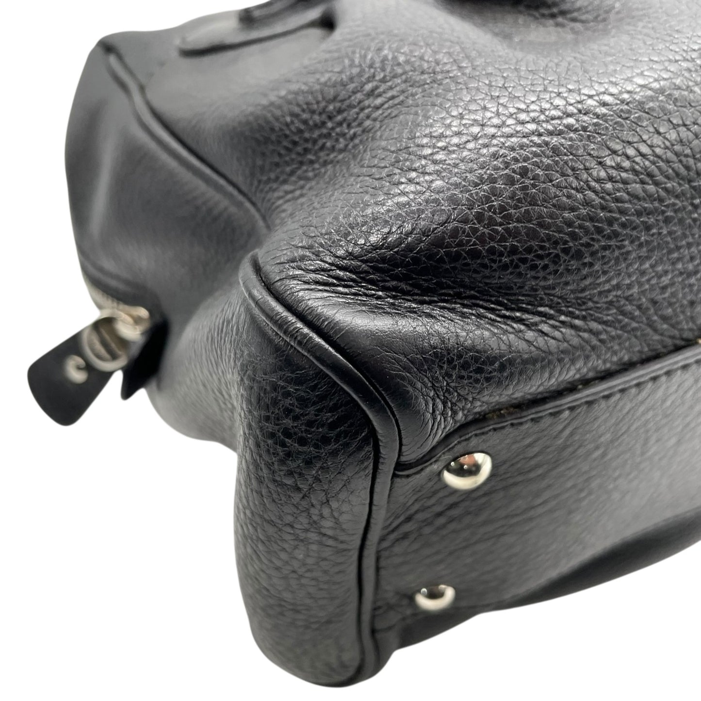 美品 サルヴァトーレ フェラガモ Salvatore Ferragamo ガンチーニ ハンドバッグ ミニボストン ワンショルダー ブラック 黒 NERO レザー シルバー金具 ロゴ 肩掛け可 レディース A