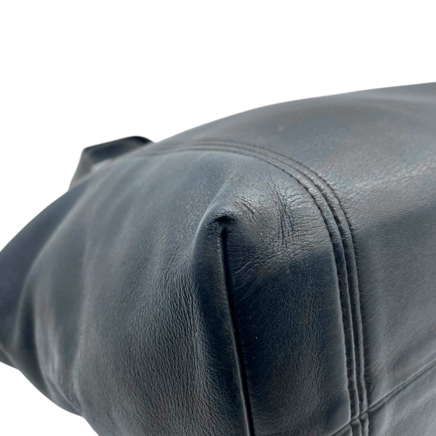 コーチ COACH オールドコーチ ハンドバッグ ミニトートバッグ 紺 ネイビー レザー ゴールド金具 ファスナー開閉 ロゴチャーム USA製 ヴィンテージ レディース S12