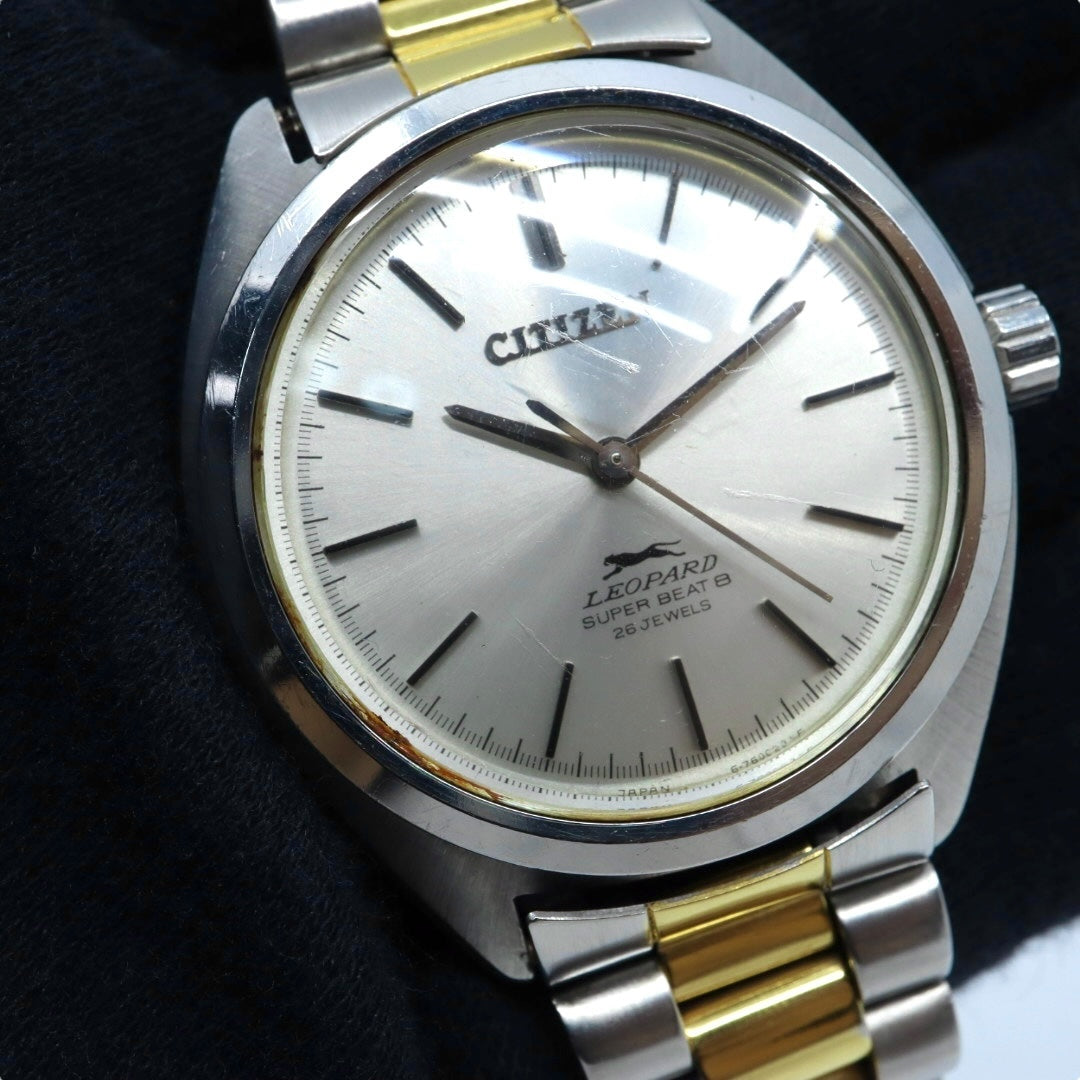 シチズン CITIZEN レオパード スーパー ビート8 自動巻き 腕時計 ヴィンテージ 1970年代 ステンレススチール シルバー×ゴールド 自動巻き 26石 メンズ G5