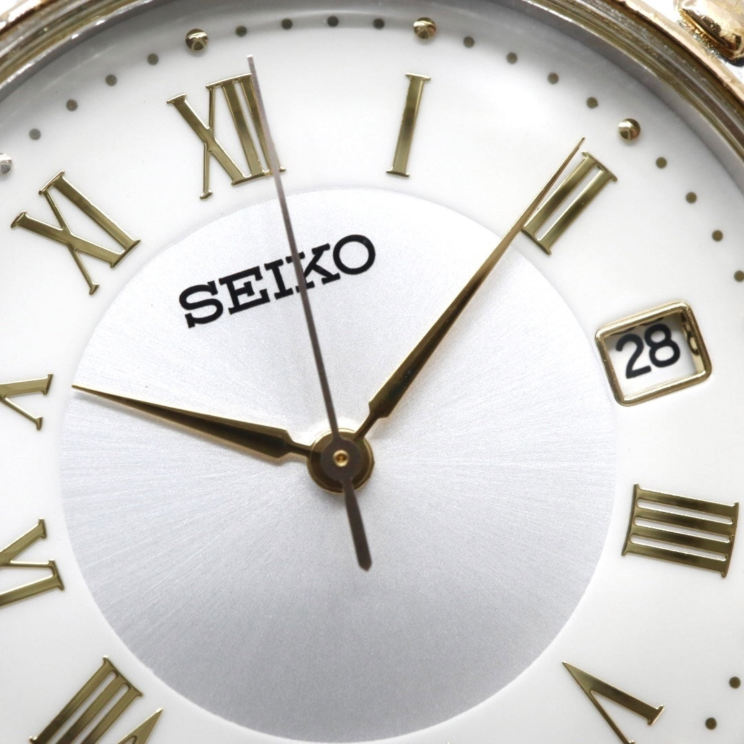 【電池交換済／稼働品】SEIKO セイコー 腕時計 クオーツ アナログ ローマンインデックス コンビカラー シルバー ゴールド メンズ レディース ユニセックス ドレスウォッチ クラシック ビンテージ 創立記念 いすゞ K-TOKA 7N32-0100 G4