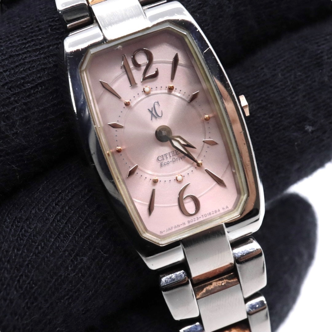 【美品】CITIZEN シチズン xC クロスシー エコドライブ ソーラー 腕時計 ピンク文字盤 ステンレススチール レディース ソーラー充電 電池交換不要 上品 エレガント 日本製 G8