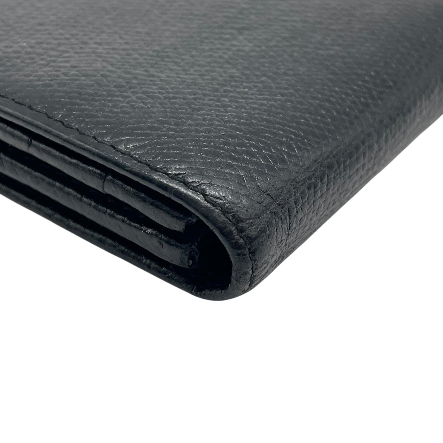 LOEWE ロエベ 二つ折り 長財布 ロングウォレット アナグラム 型押しロゴ ブラック レザー シボ革 ゴールド金具 ヴィンテージ レディース W2