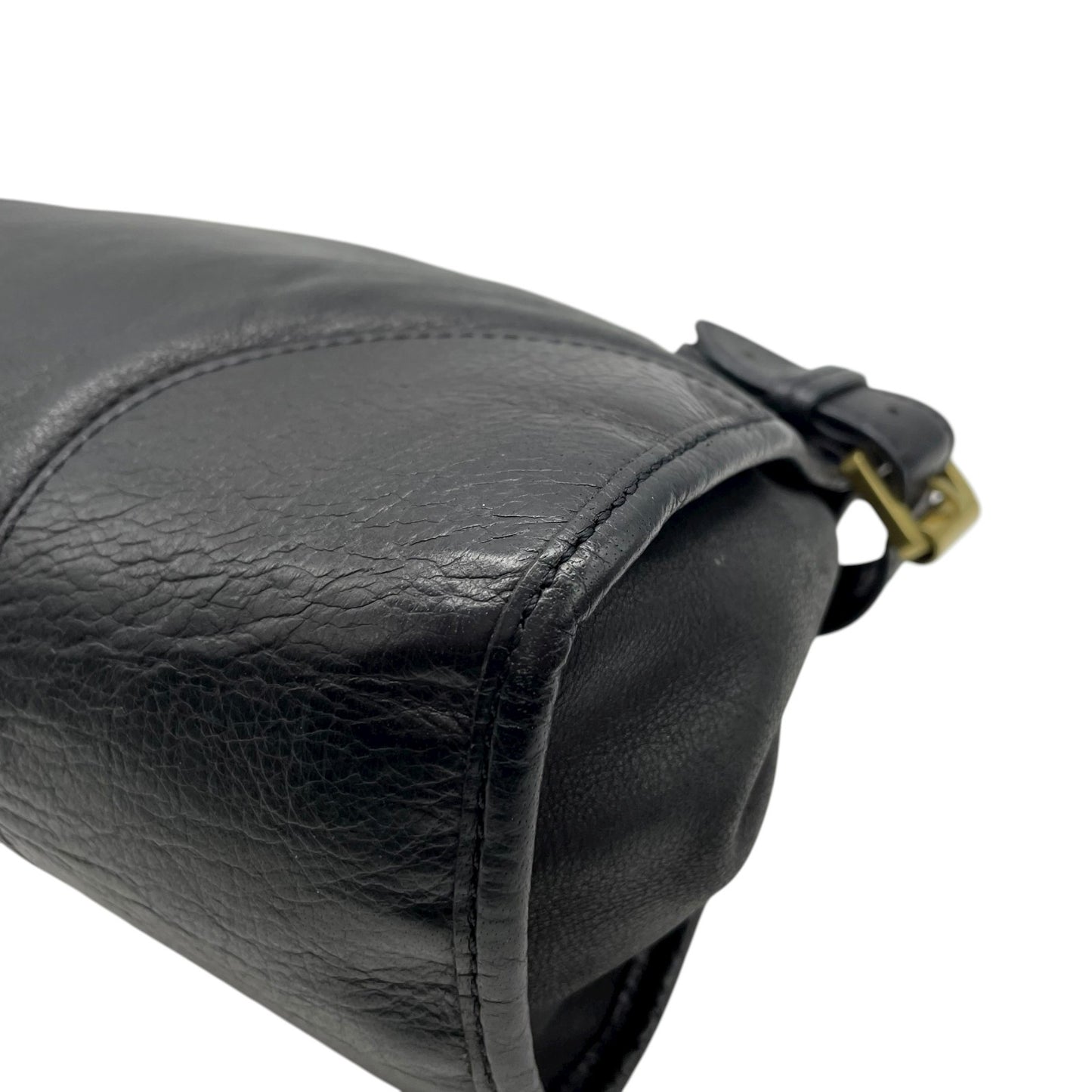 MULBERRY マルベリー 2WAY ハンドバッグ ショルダーバッグ ブラック レザー ゴールド金具 オーバルロゴプレート トップハンドル ヴィンテージ レディース K12