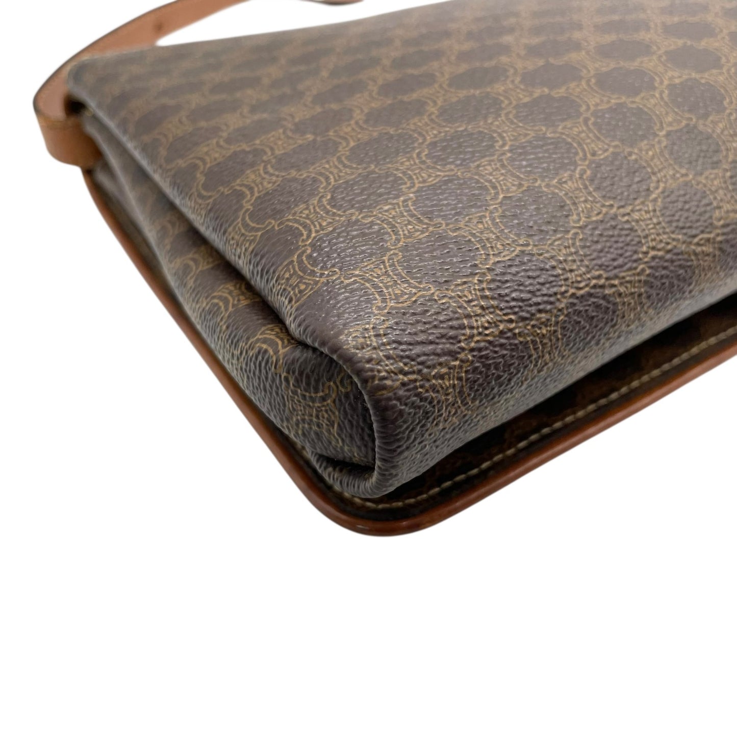 CELINE セリーヌ マカダム ショルダーバッグ ヴィンテージ オールドセリーヌ PVC レザー ゴールド金具 フラップデザイン 1980s 1990s クラシック クロスボディ k1