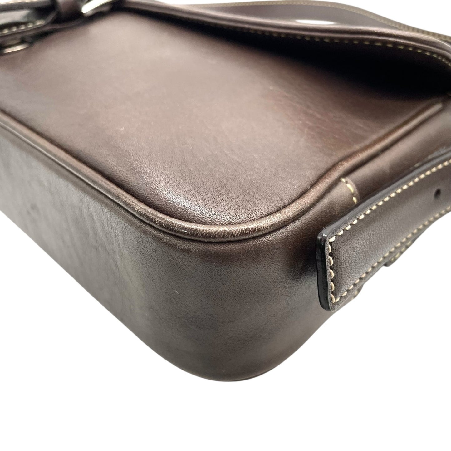 【美品】COACH コーチ 7784 ショルダーバッグ レザー ブラウン 茶色 バックルフラップ ステッチ ワンショルダー バッグ Y2K 00s vintage s91