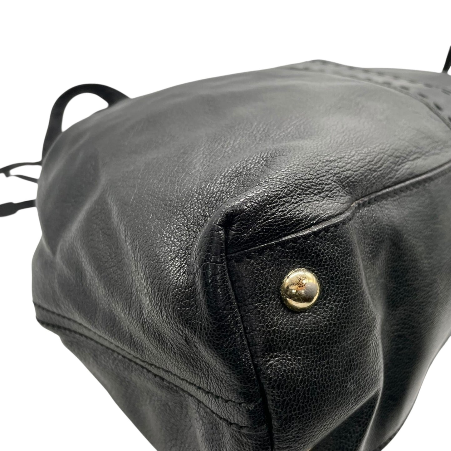 イヴ・サンローラン YVES SAINT LAURENT ネオ ダブル 巾着 レザー トートバッグ ブラック ゴールド金具 ヴィンテージ 肩掛け 収納力抜群 D7